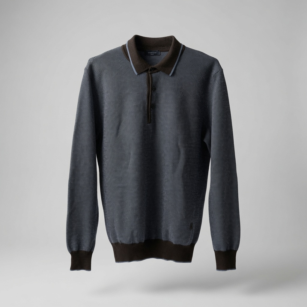 Tombolini Lana Vergine Extrafine long sleeve polo shirt, миниатюра 1