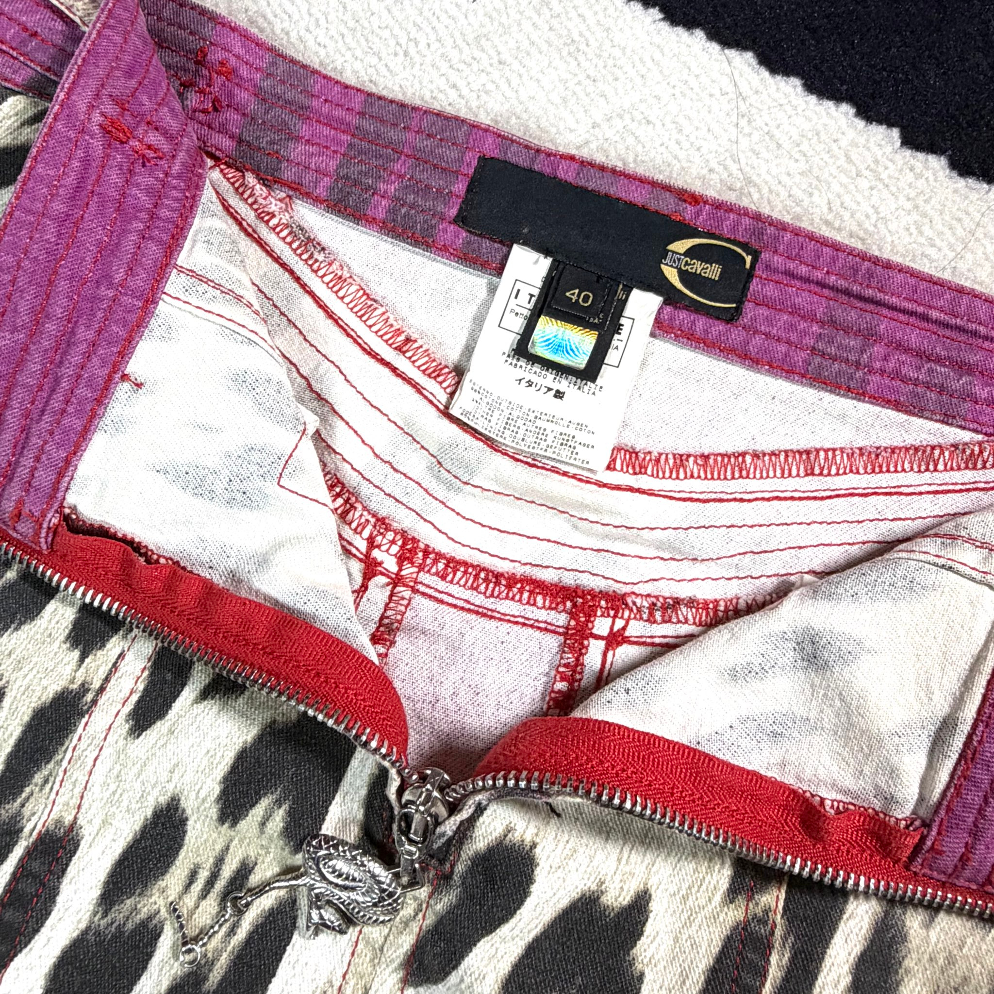 Just Cavalli 2004 Animal Print Denim Skirt, миниатюра 3
