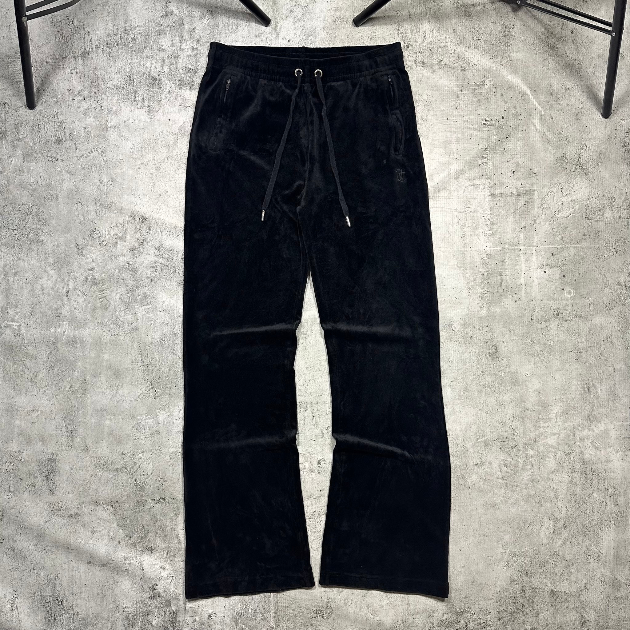 Juicy Couture Velour black flared sweatpants crystals big logo, миниатюра 7