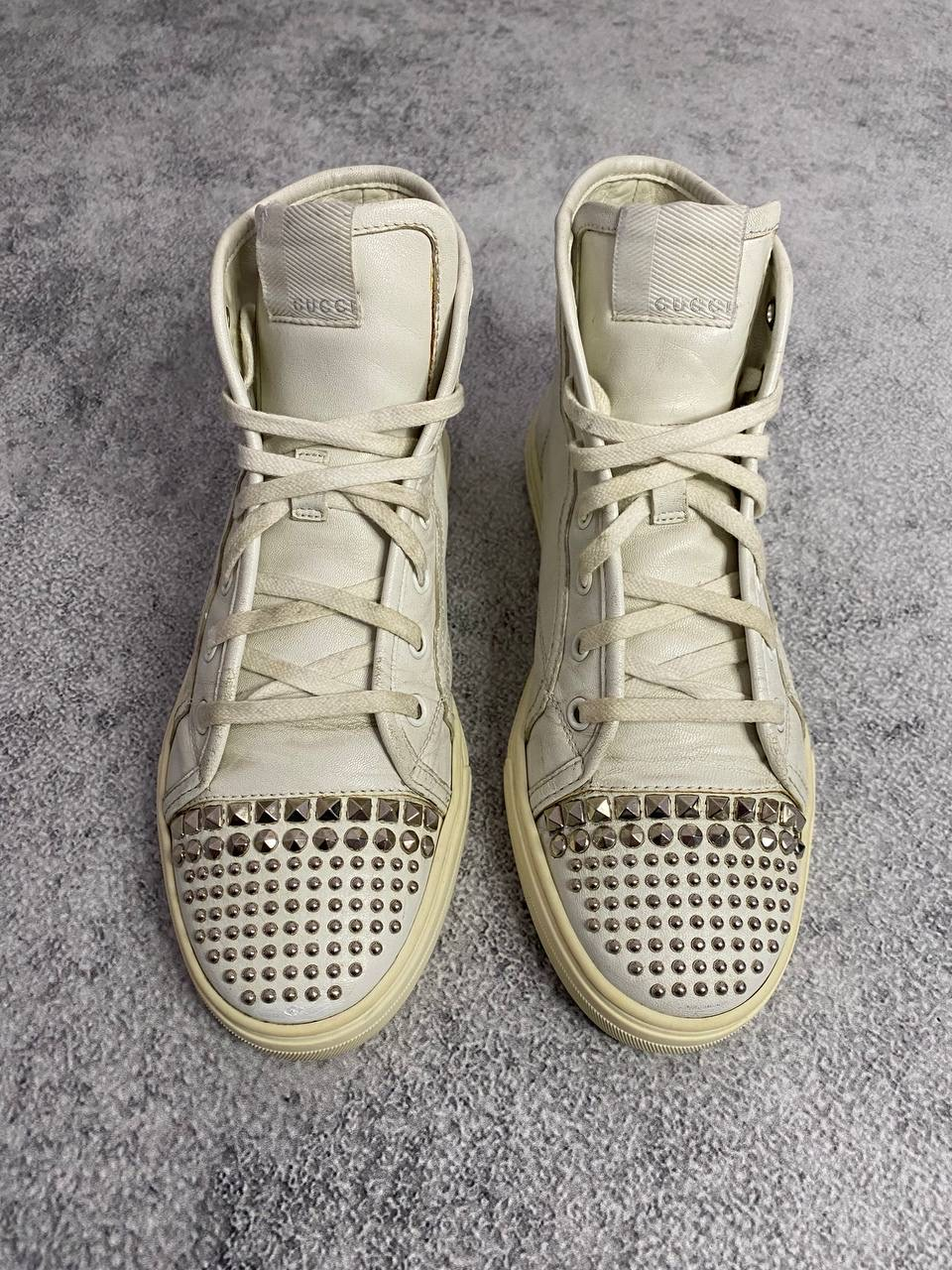 Gucci Studded Toe Leather High-Top White, миниатюра 4