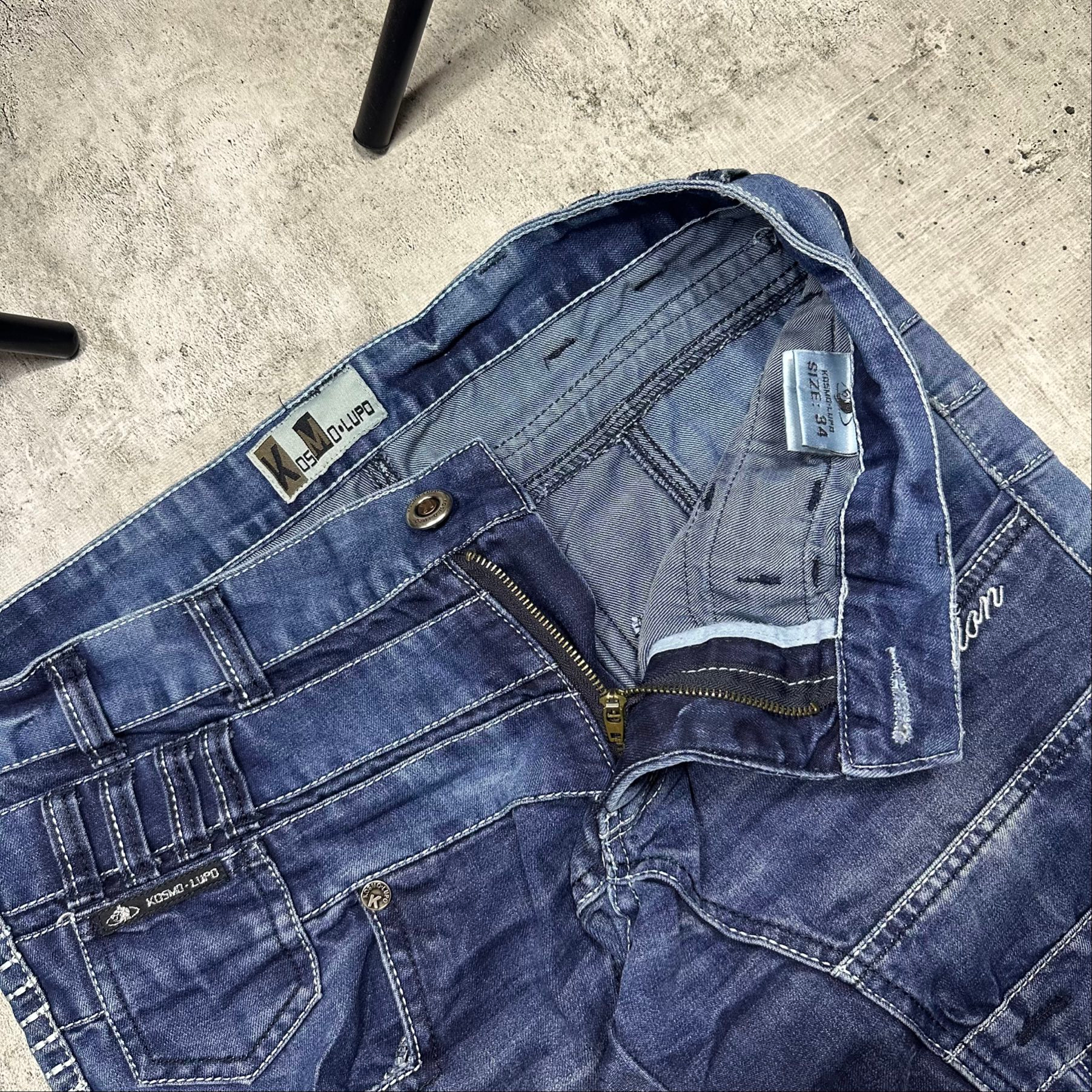 Kosmo Lupo Vintage japrag distressed dark blue jeans, миниатюра 11