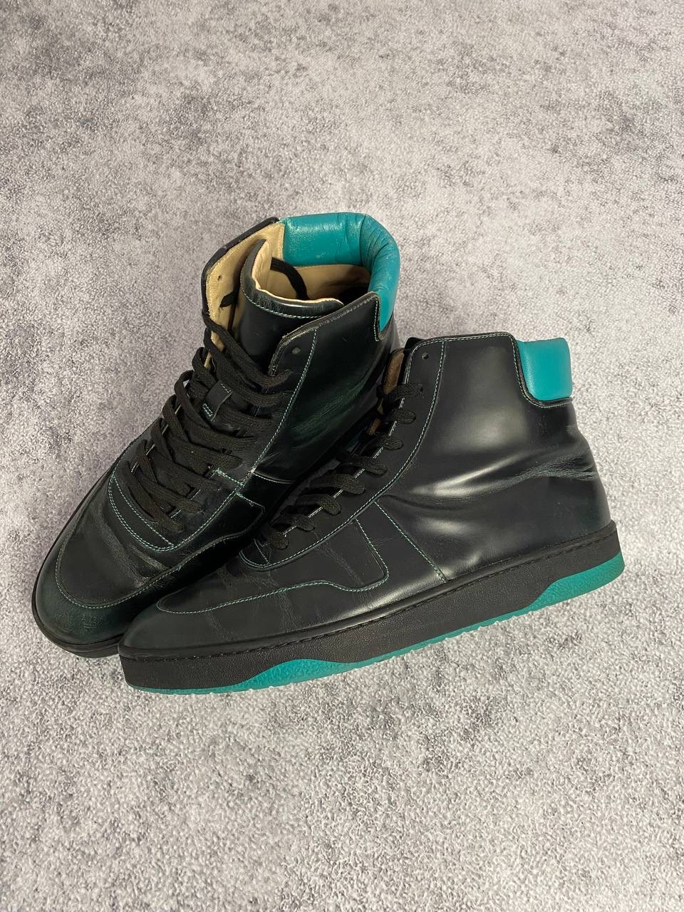 Gucci Gucci 'Teal Padded Collar & Contrast Stitching' Black Leather High-Top Sneakers, миниатюра 5