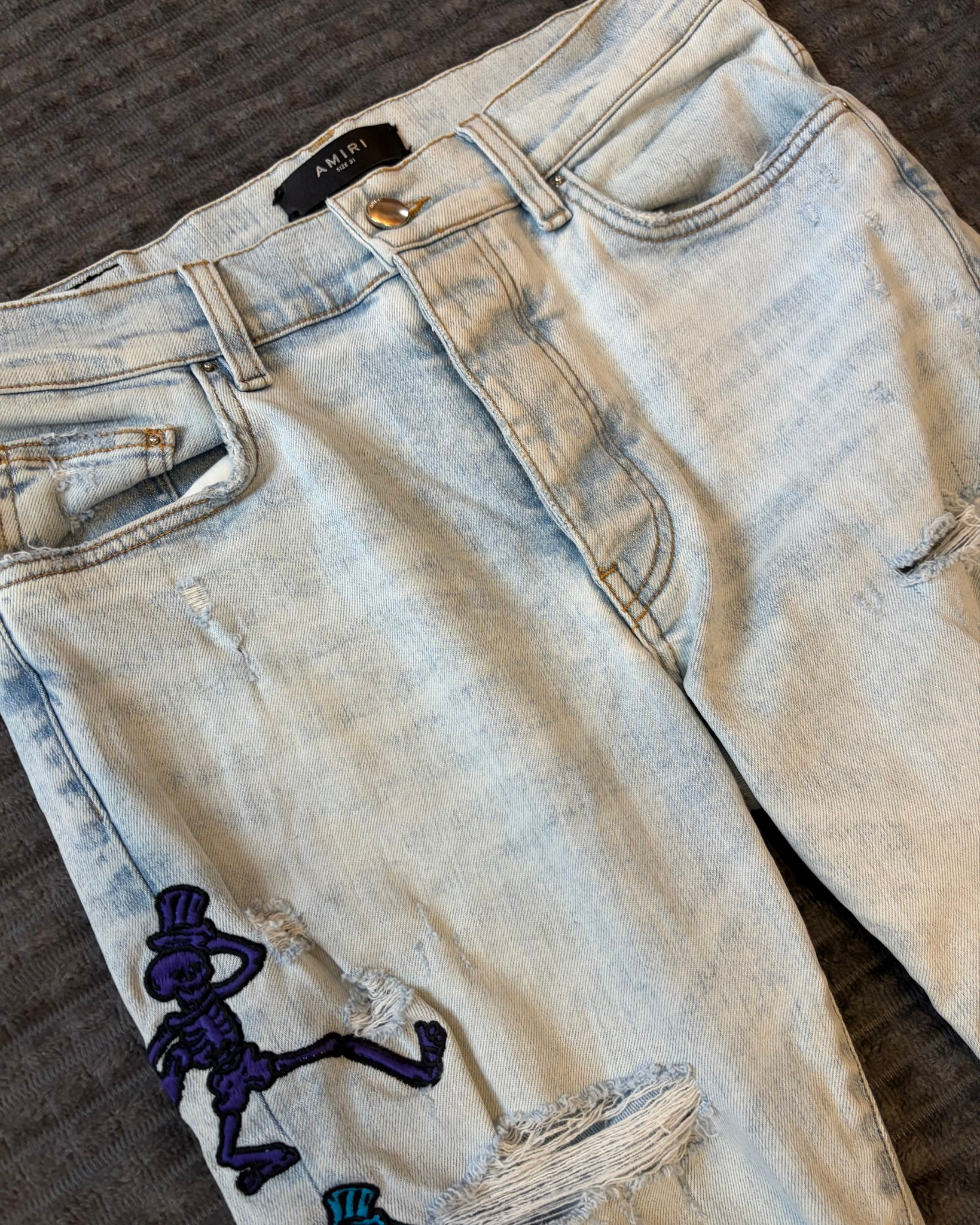 Amiri x Grateful Dead Dancing Skeletons Distressed Jeans, миниатюра 8