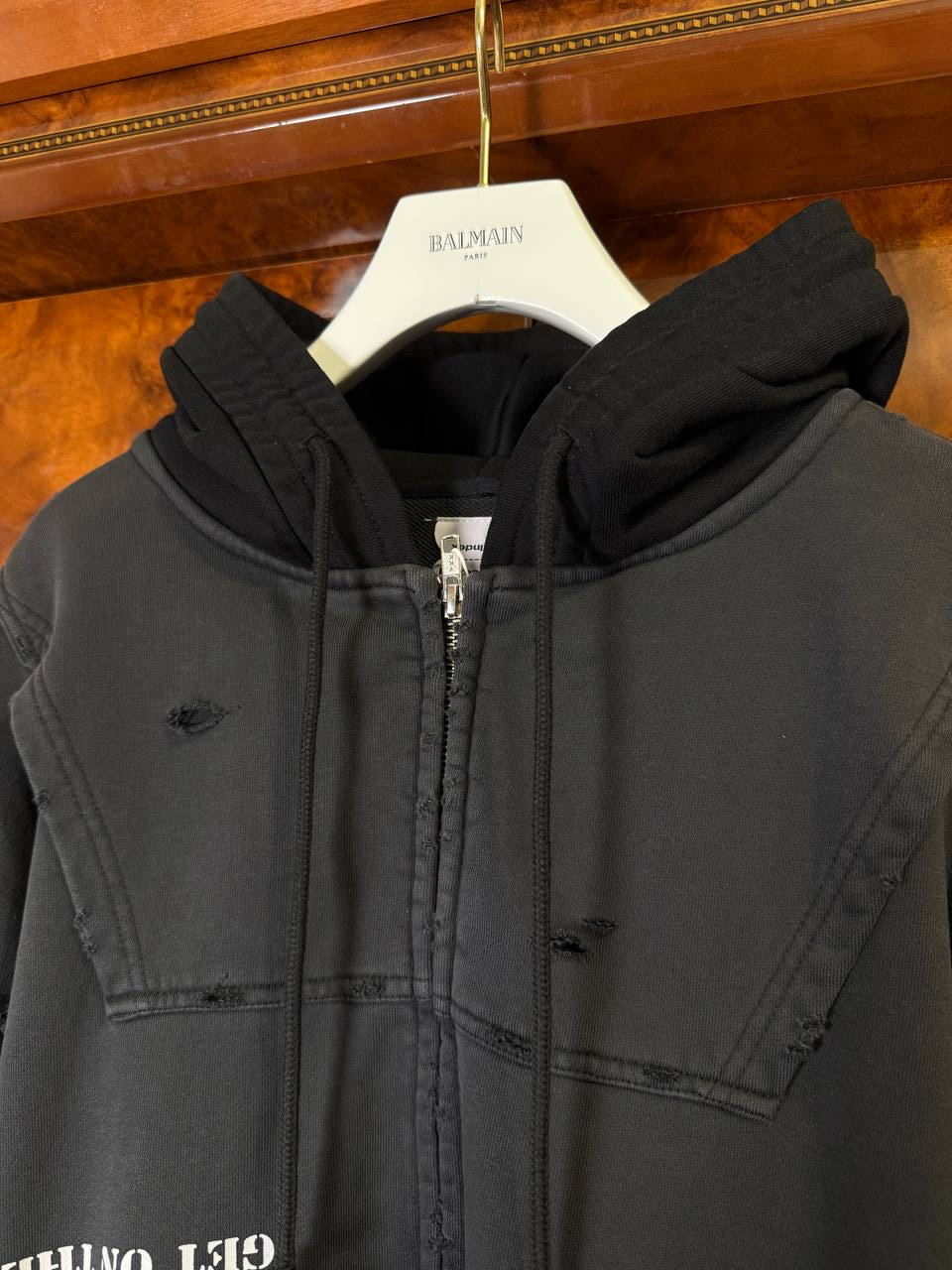Protocol Index UPSIDE DOWN Black Zip Hoodie, миниатюра 3