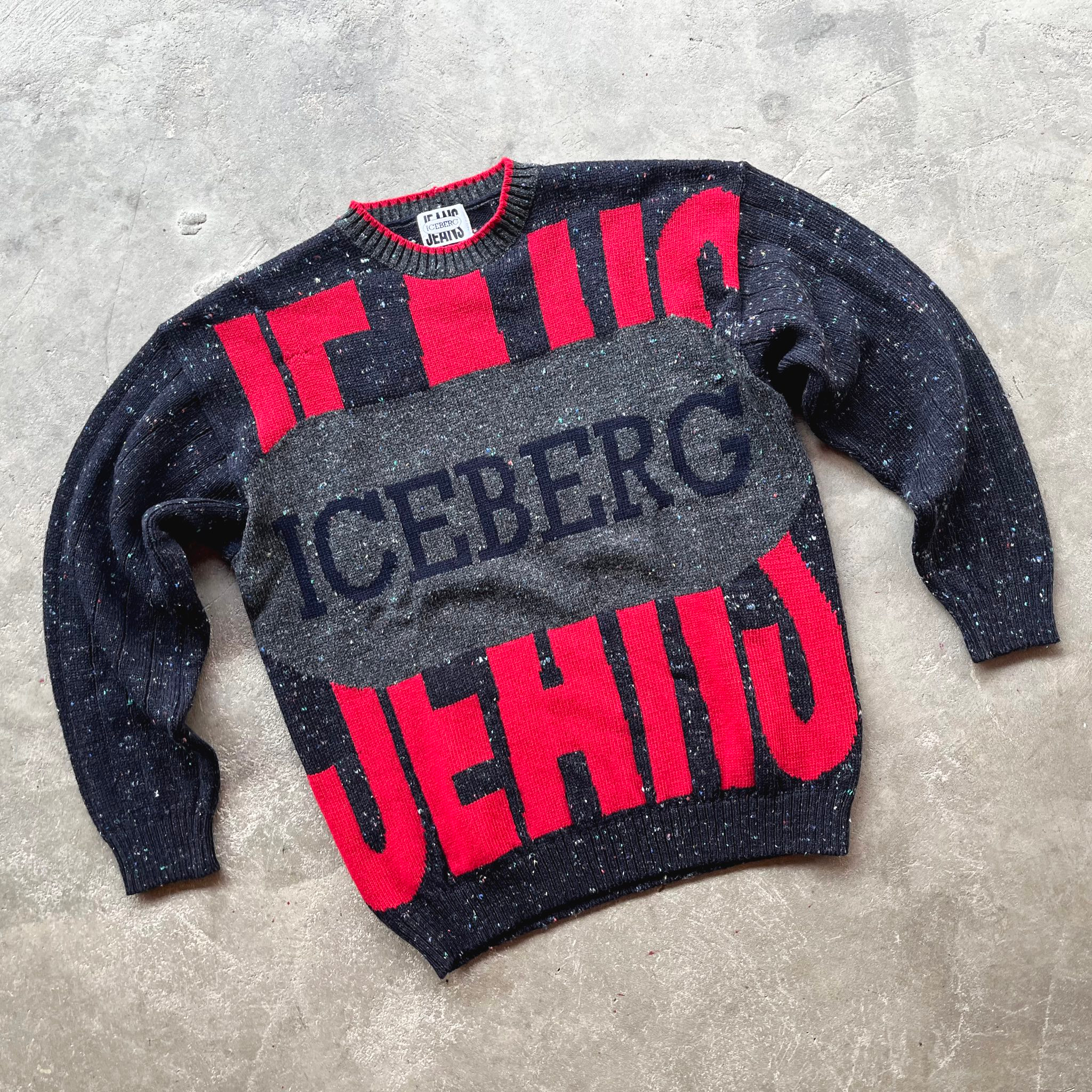 Iceberg Spellout Speckled Knit Sweater, миниатюра 1