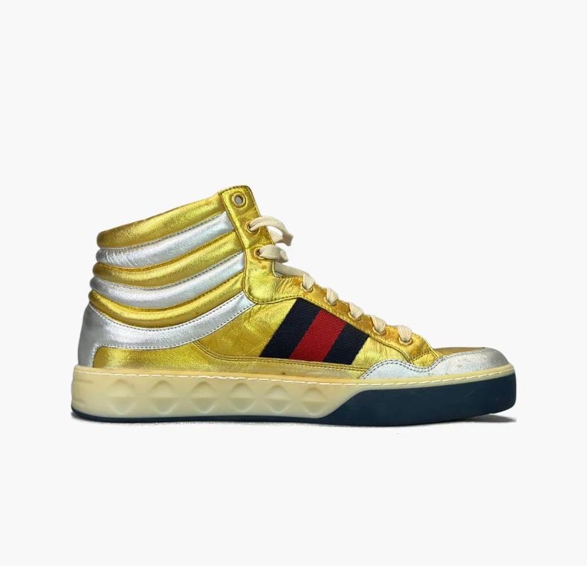 Gucci Metallic Gold High-Top Sneakers, миниатюра 5