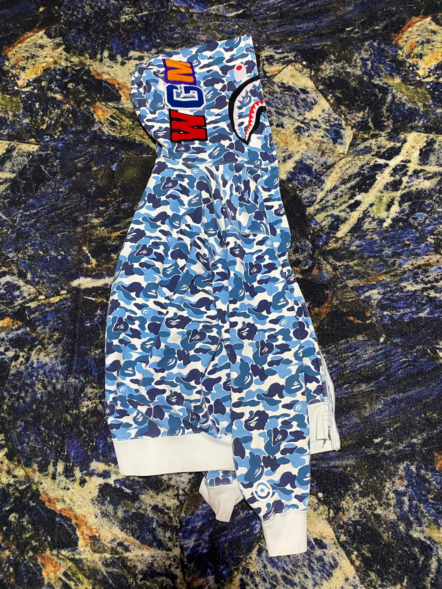 Bape Big ABC Camo Shark Full Zip Hoodie Blue, миниатюра 5