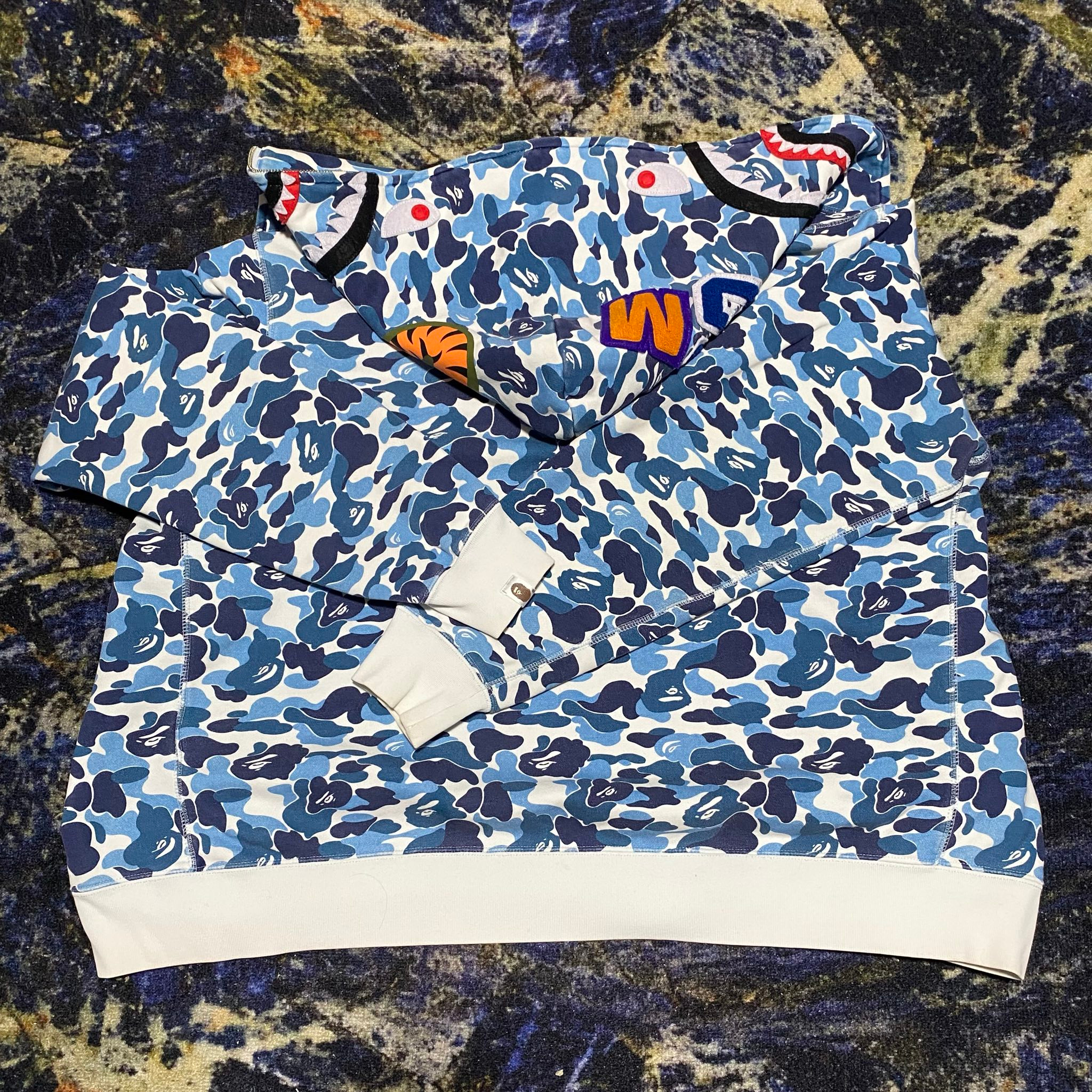 Bape Big ABC Camo Shark Full Zip Hoodie Blue, миниатюра 2