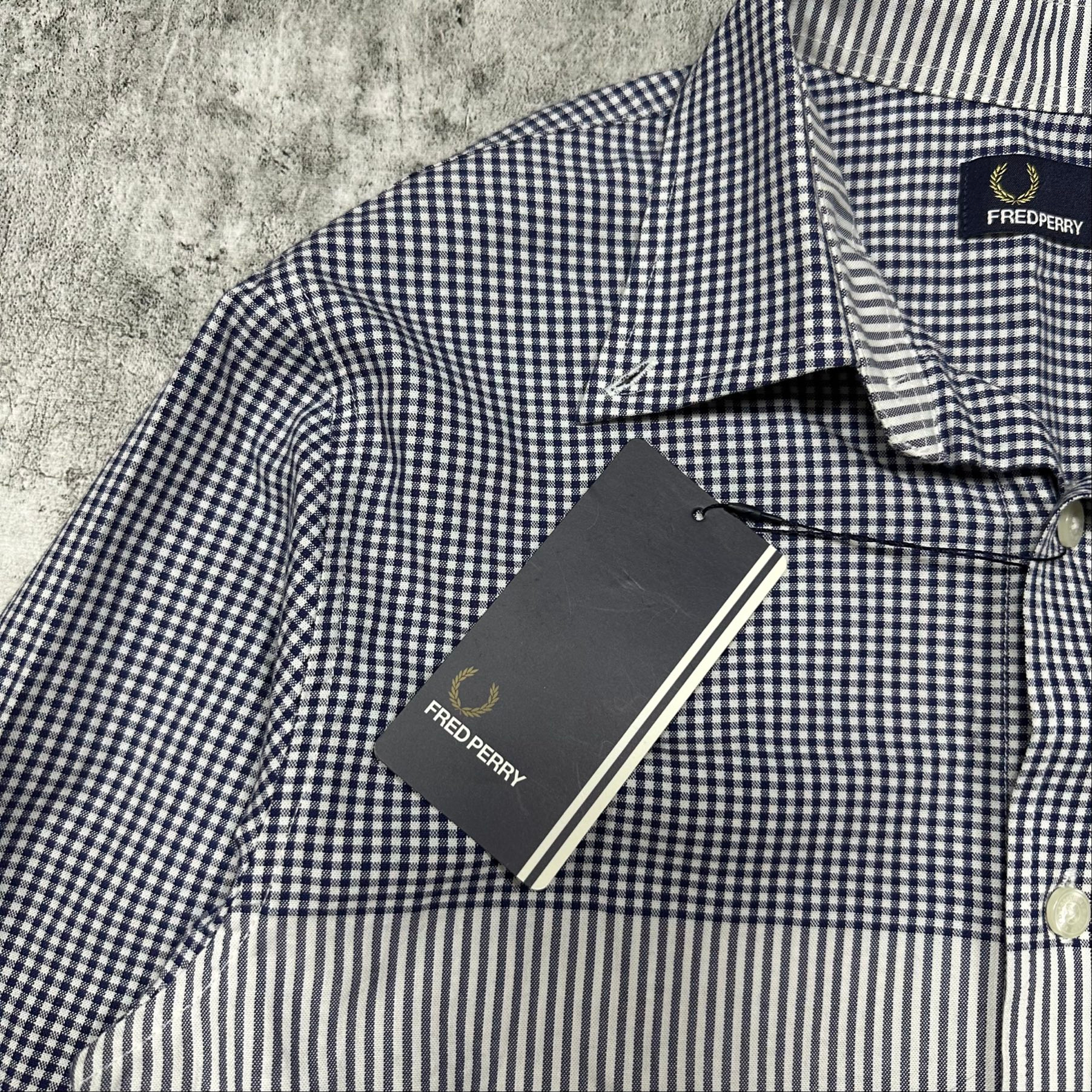 Fred Perry Blue small-check gingham shirt, миниатюра 14