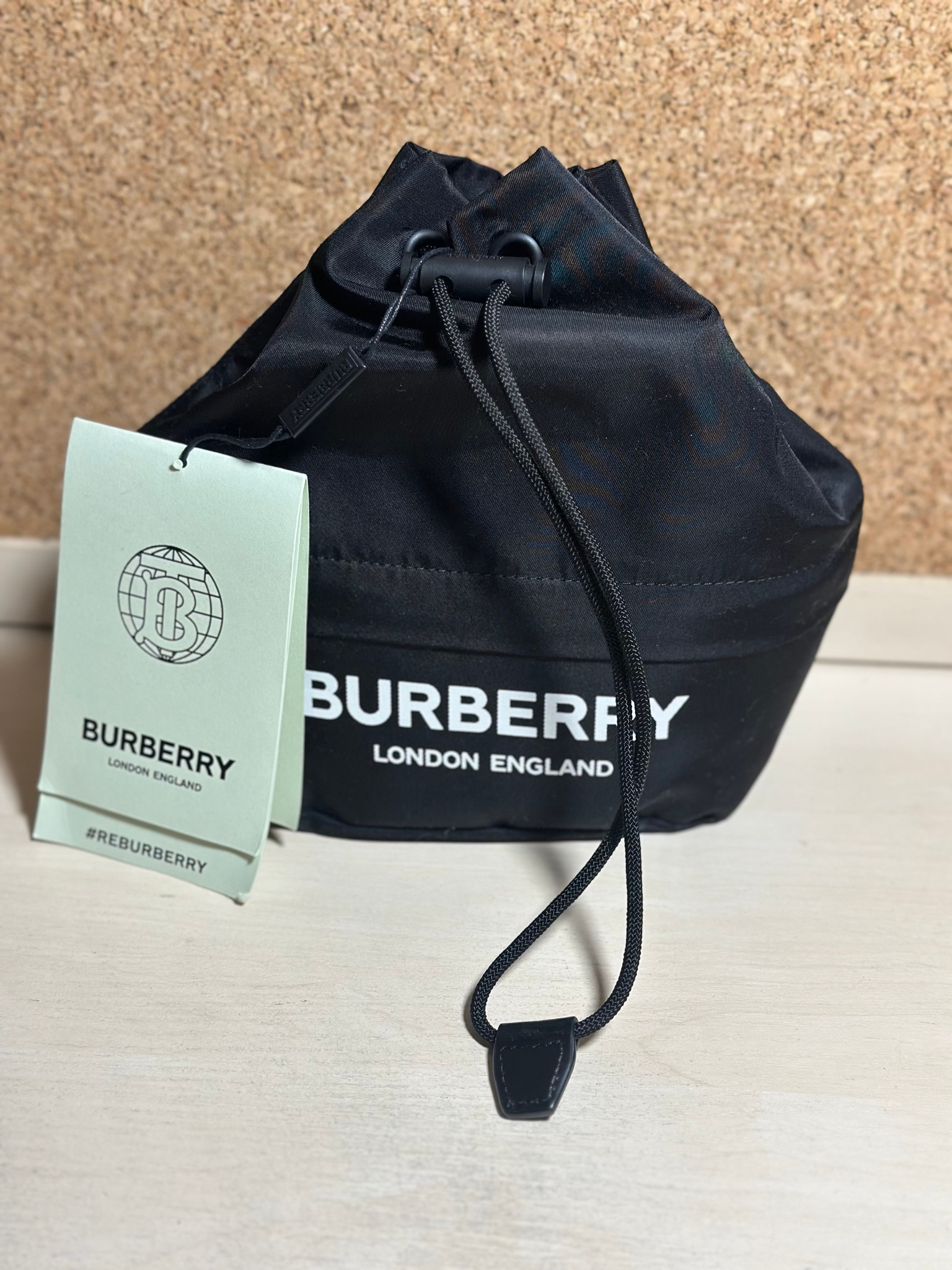 Burberry Logo Print Nylon Drawcord Pouch, миниатюра 1