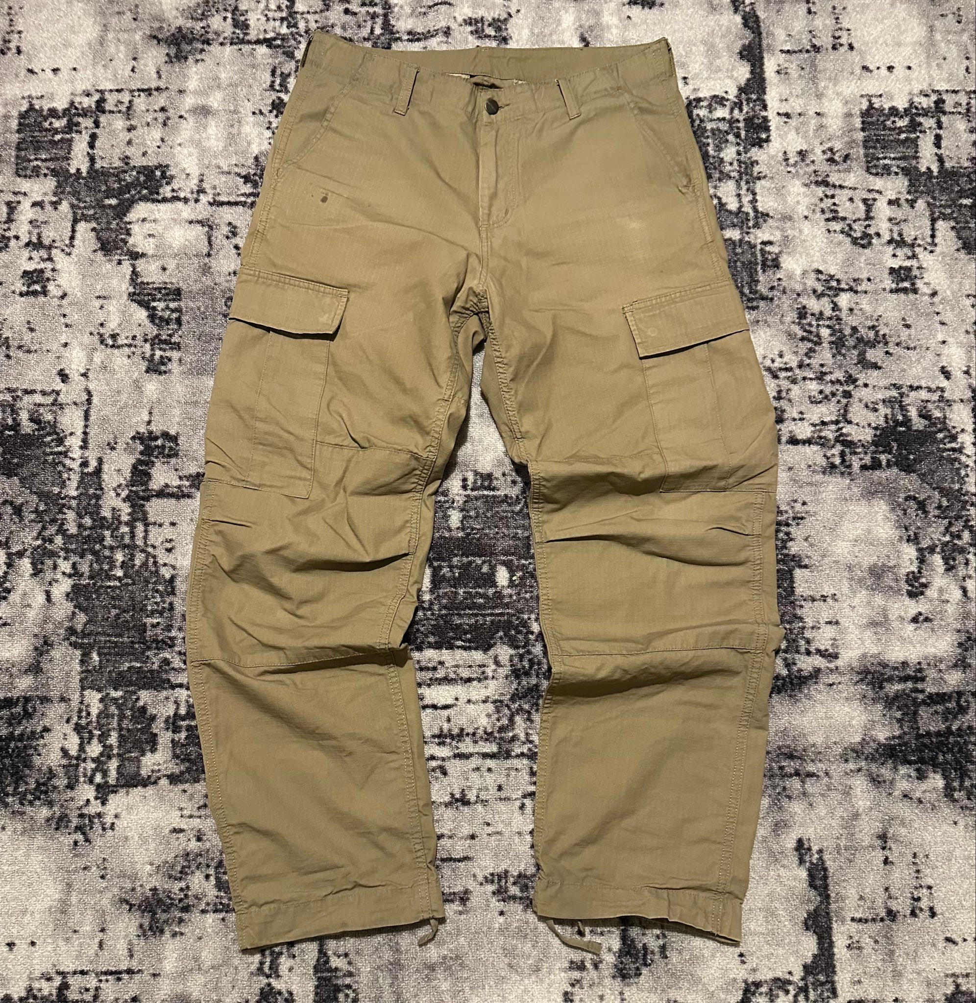 Carhartt WIP Regular Cargo Pant Trashed (Khaki / Leather), миниатюра 2