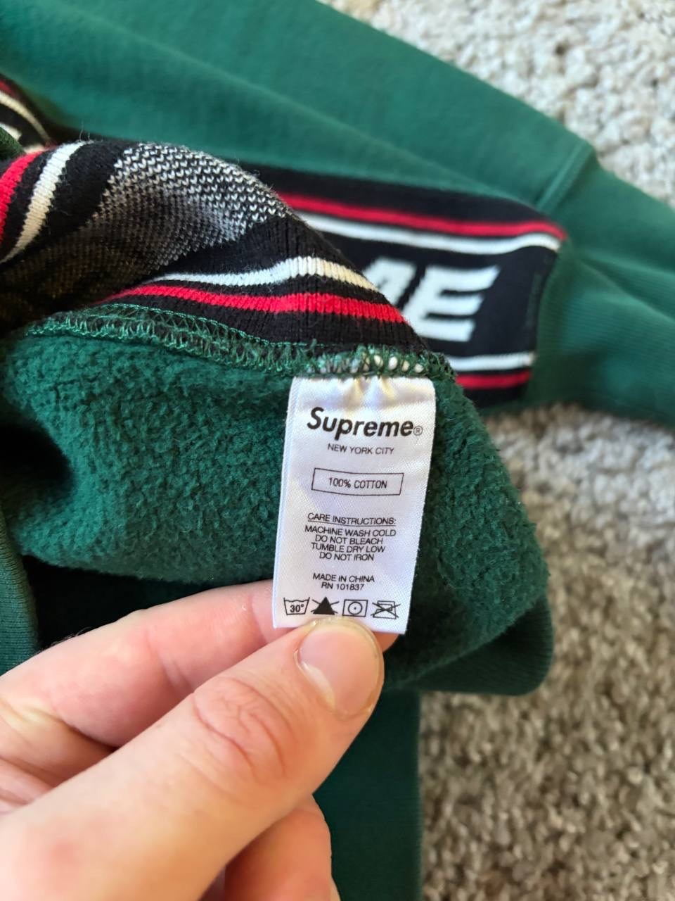Supreme Text Rib Hoodie, миниатюра 7