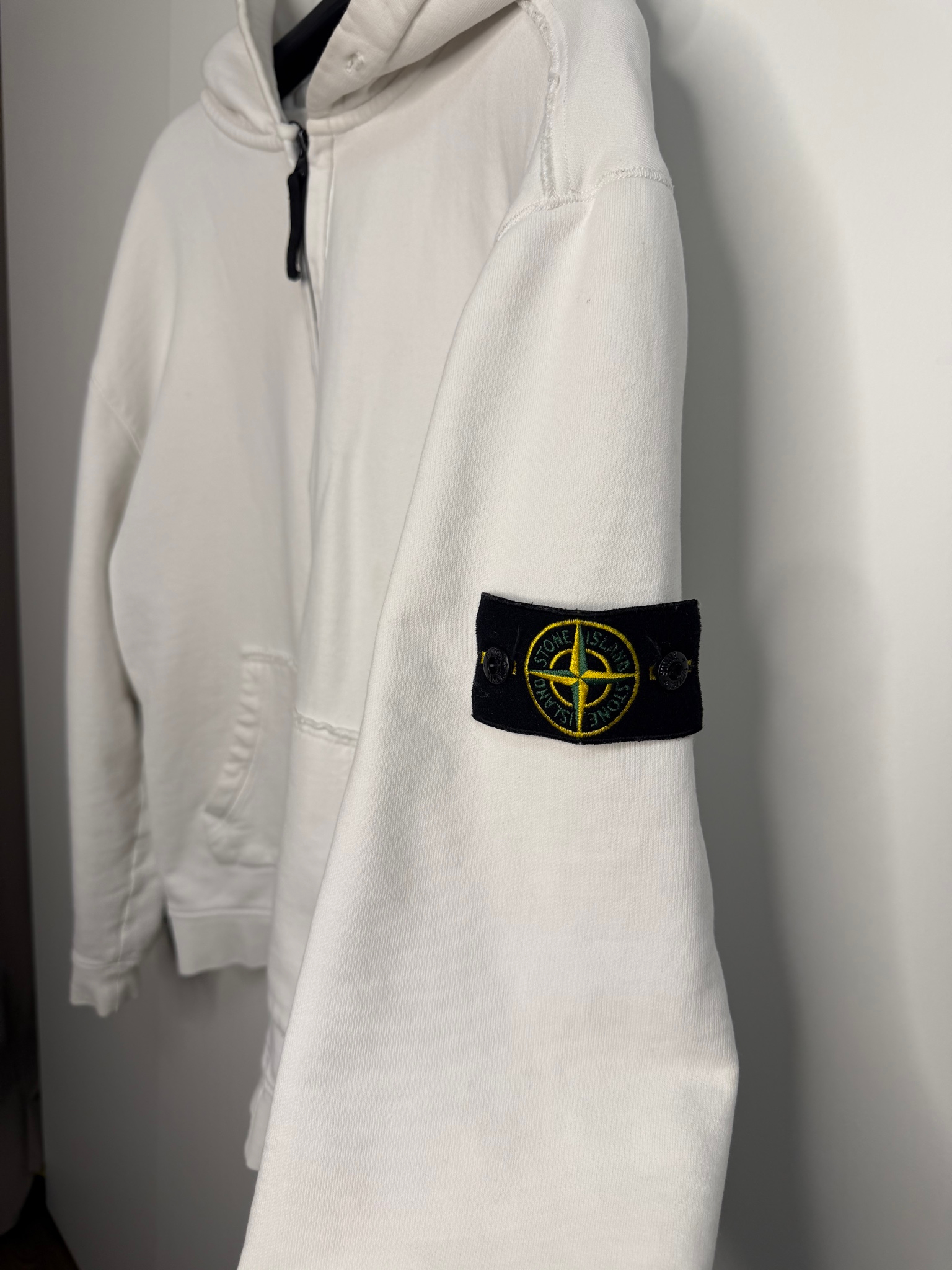 Stone Island White hoodie zip, миниатюра 4