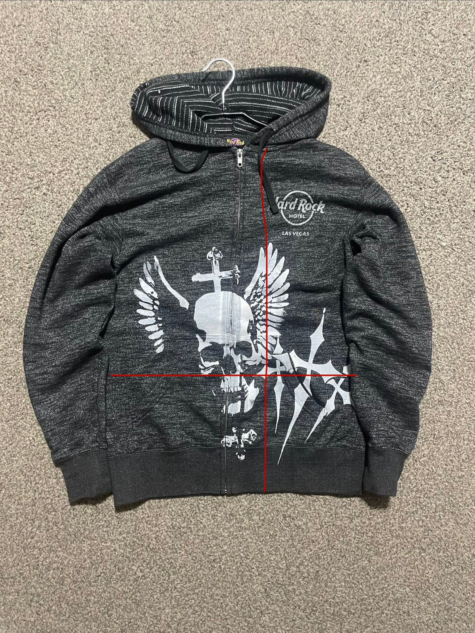 Hard Rock Hotel Las Vegas skull zip-up hoodie, миниатюра 1