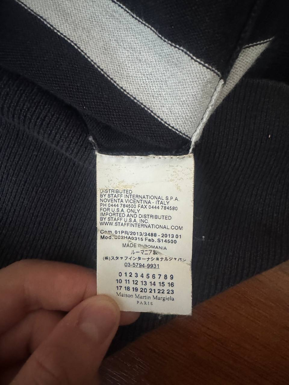 Maison Margiela 2013 Blue/White Striped Button-Neck Knit Sweater, миниатюра 4