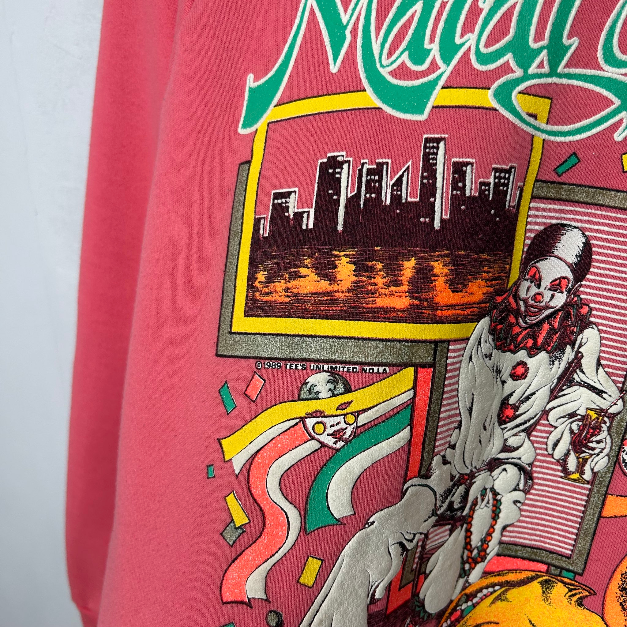 Fruit of the Loom Vintage 1989 New Orleans Mardi Gras Clown Sweatshirt, миниатюра 4
