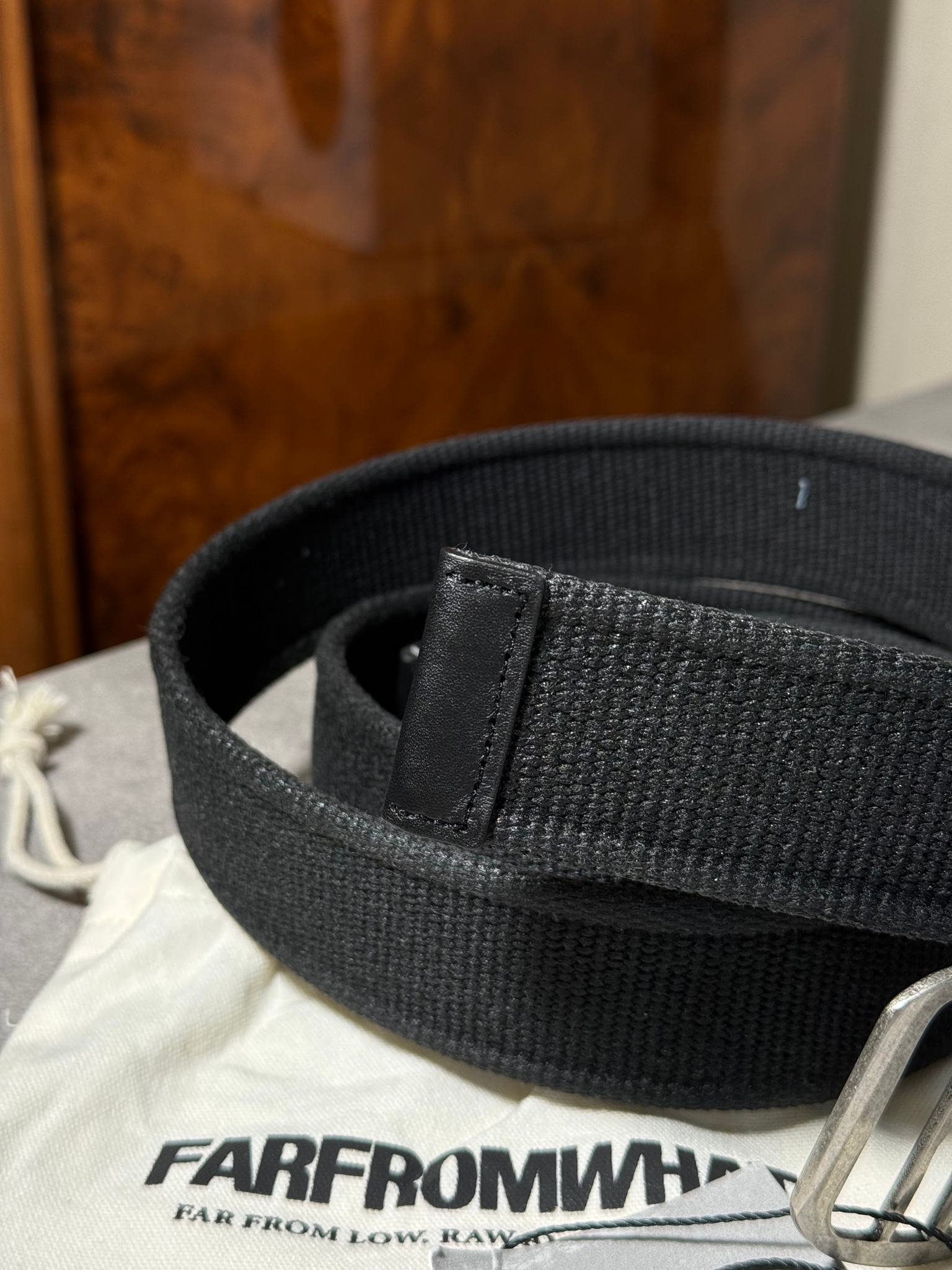 FAR FROM WHAT Coated Double Buckle Woven Belt, миниатюра 5