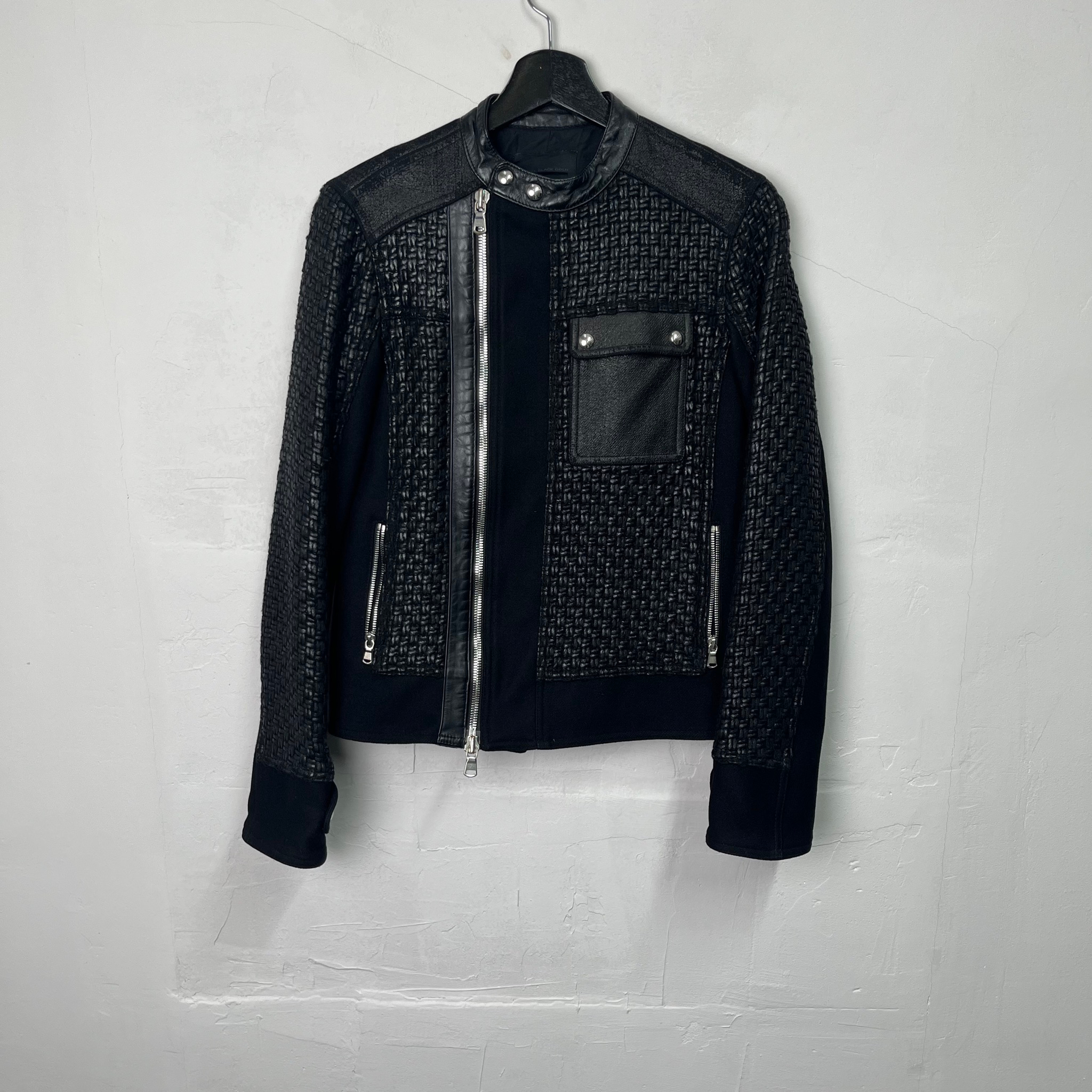 Diesel Black Gold Wool Asymmetrical Zip Biker Jacket, миниатюра 1