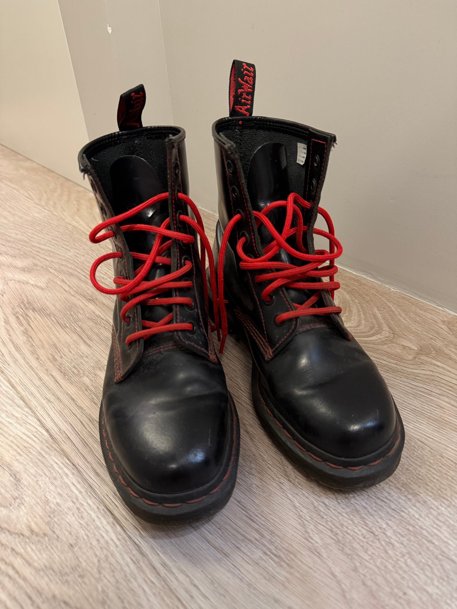 Dr. Martens 1460 BLACK SMOOTH CONTRAST RED STITCH, миниатюра 1