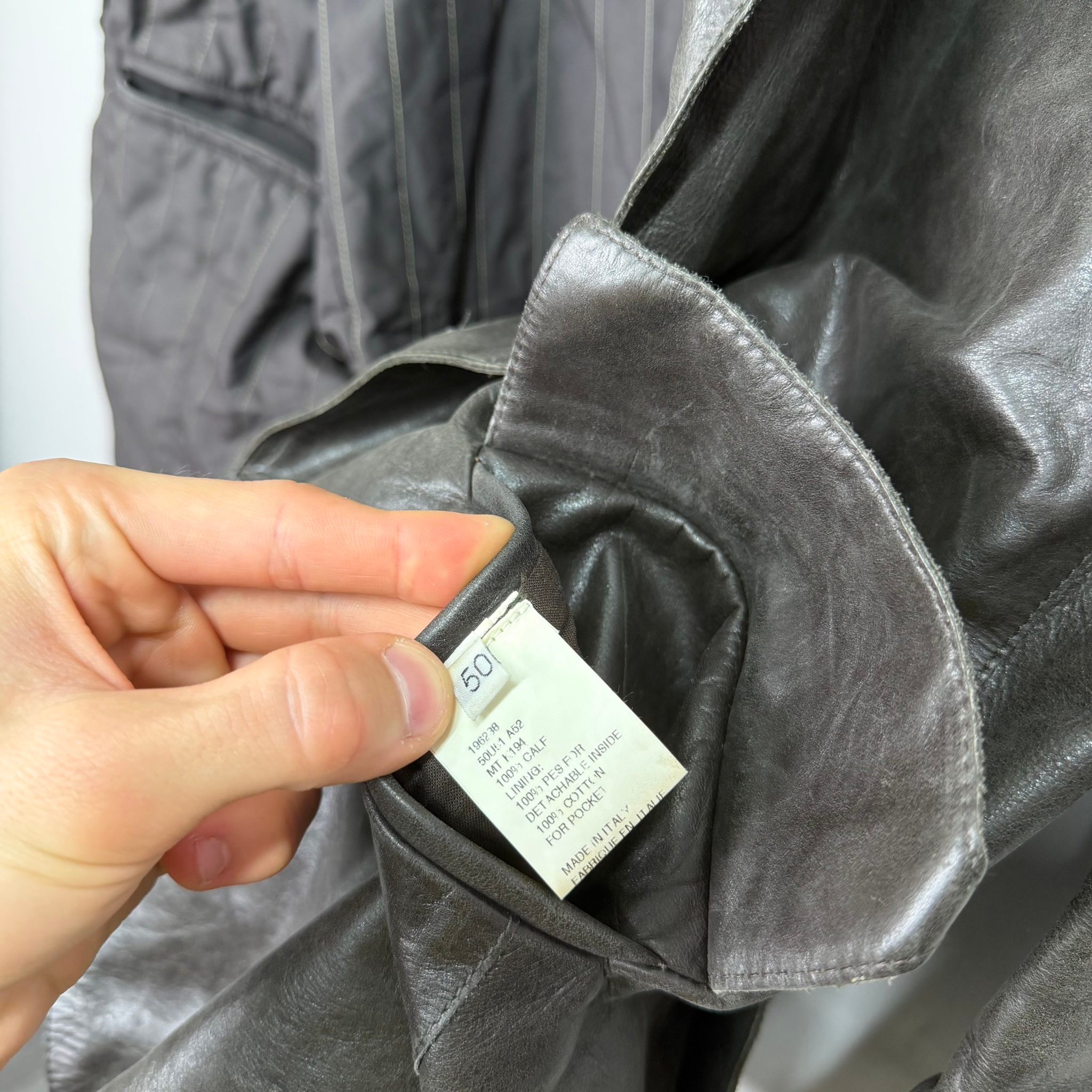 Kenzo Homme Vintage 00’s Leather Jacket, миниатюра 15