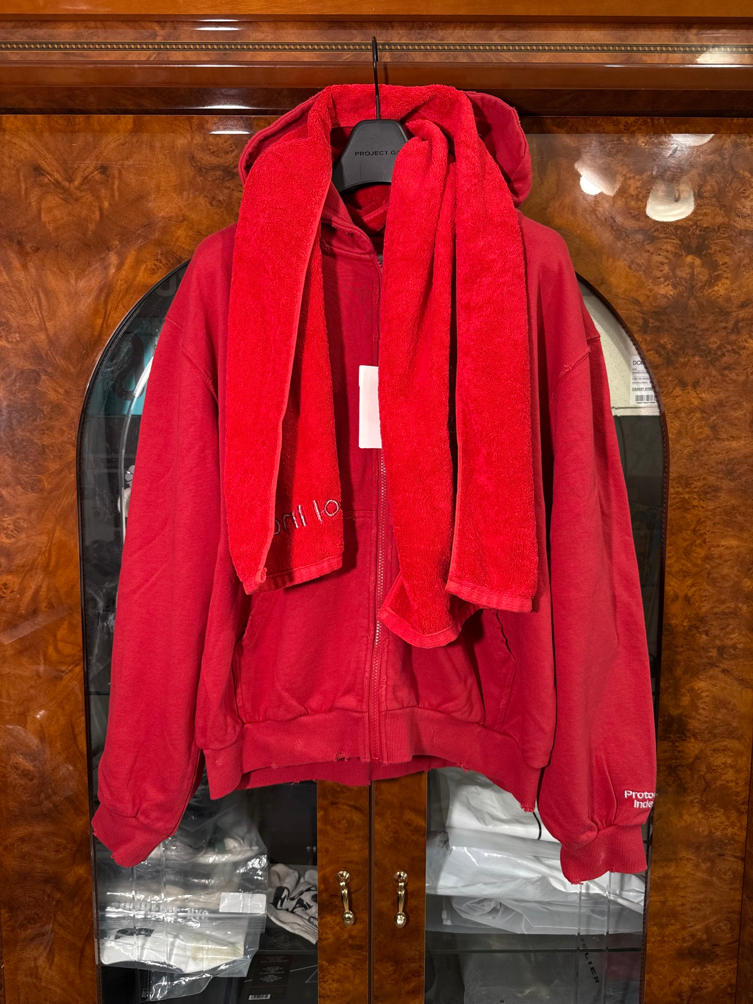 Protocol Index Terry Towel Red Zip Hoodie, миниатюра 1