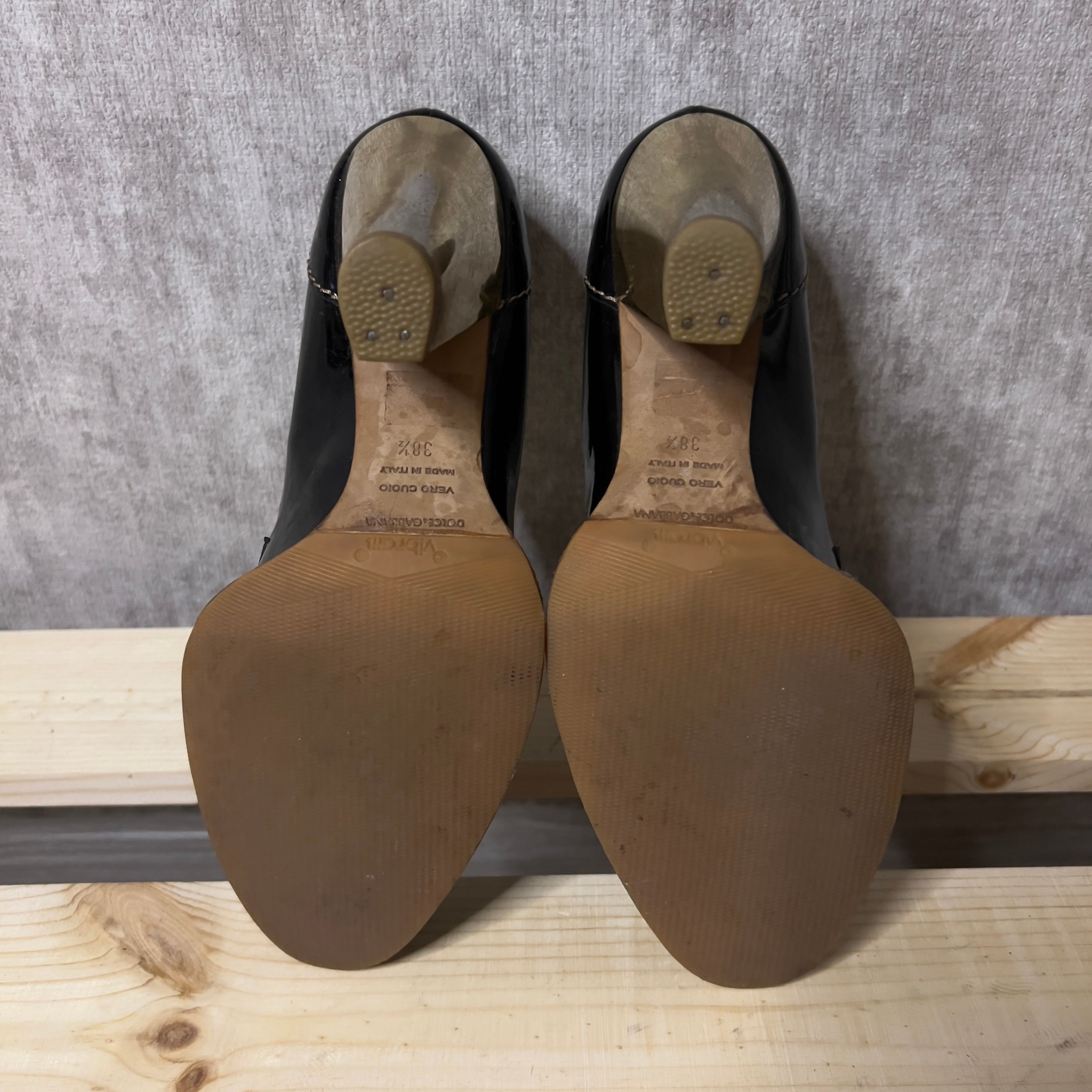 Dolce Gabbana Vintage Leather Gold Heel Shoes, миниатюра 6
