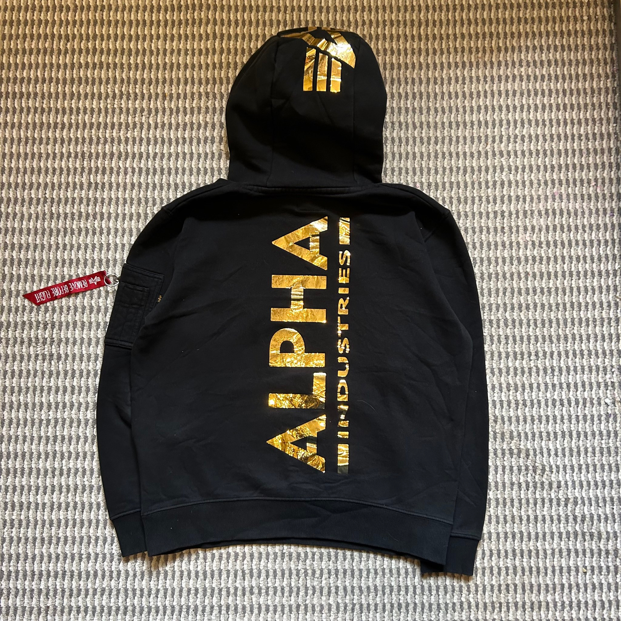 Alpha Industries Big Logo Hoodie Gold TS, миниатюра 1