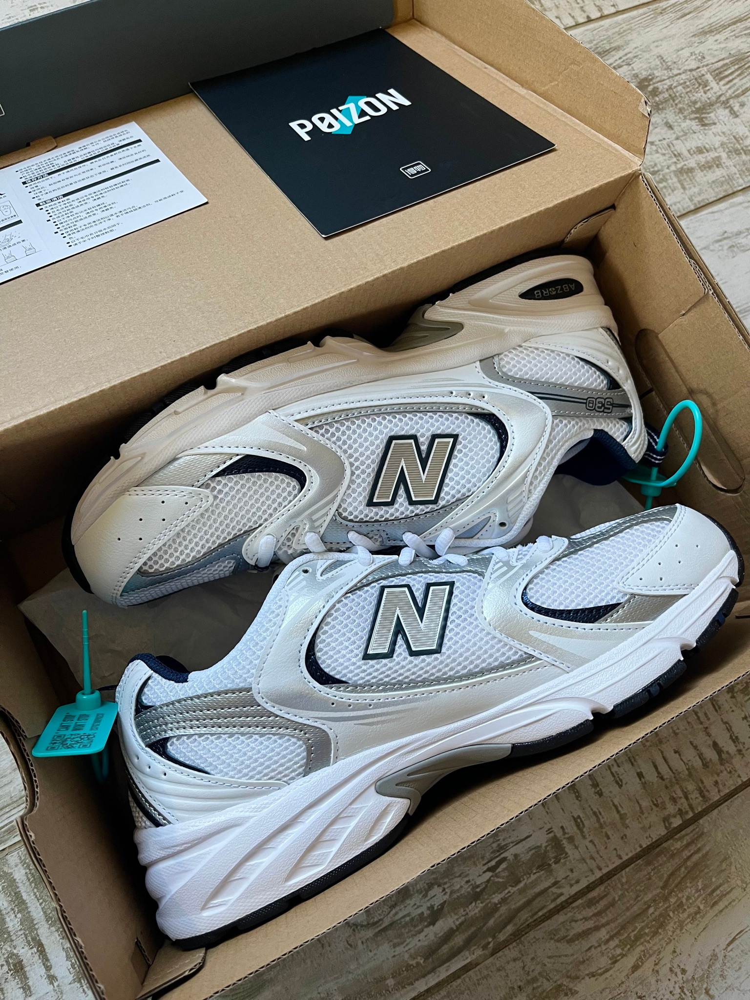 New Balance 530 White Silver Navy, миниатюра 8