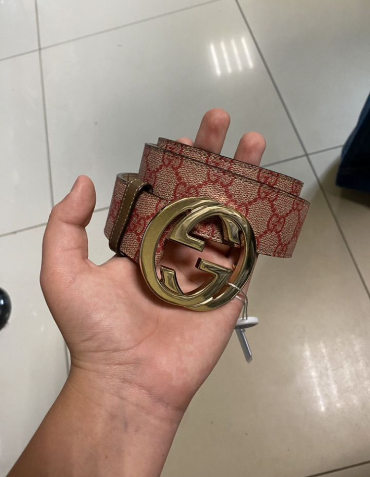 Gucci GG Monogram Red Canvas Belt, миниатюра 1