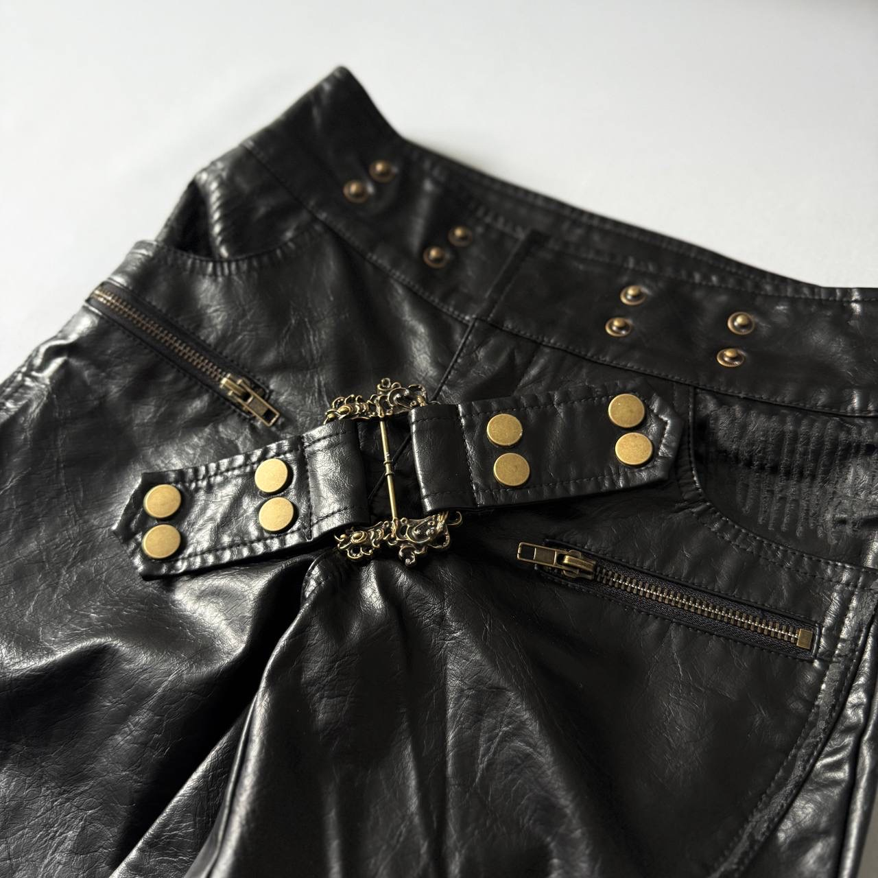 Randolph Duke 2000s Vintage Leather Flared Boot-Cut Pants, миниатюра 4