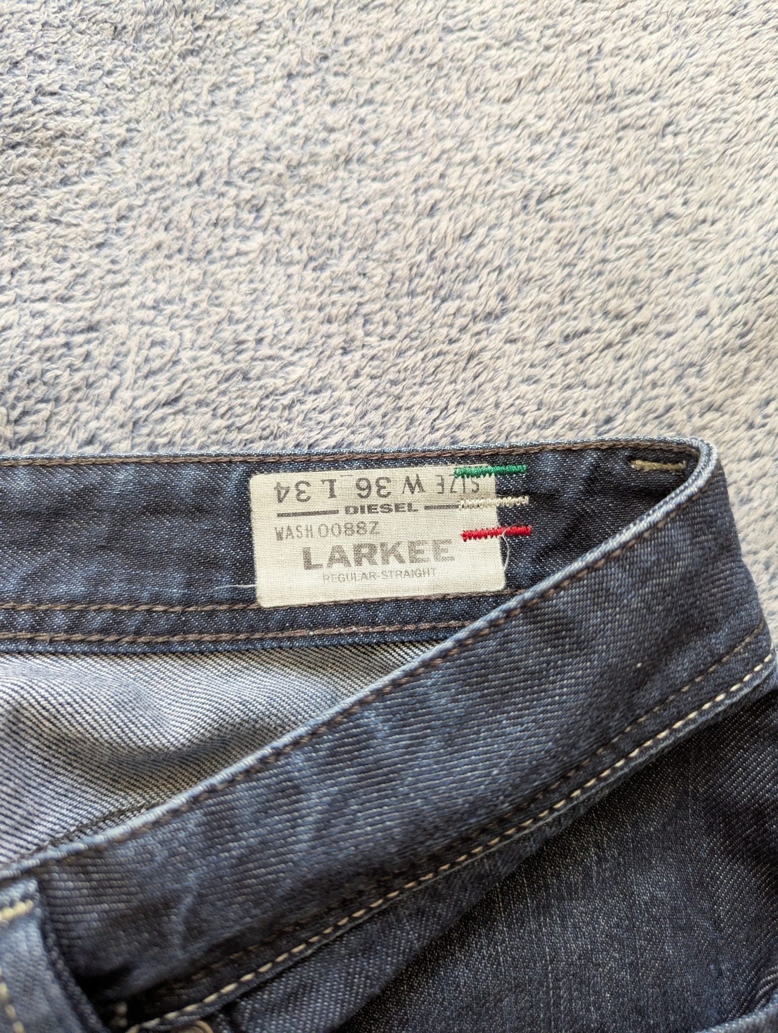 Diesel    Larkee Mens indigo blue straight fit selvedge denim jeans, миниатюра 7