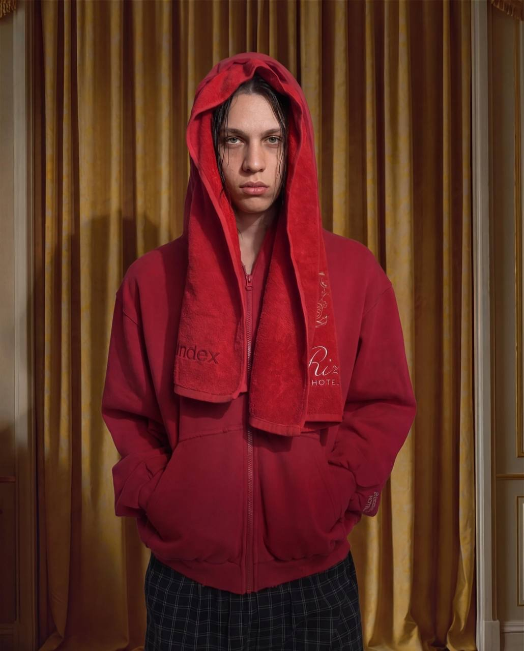 Protocol Index Terry Towel Red Zip Hoodie, миниатюра 2