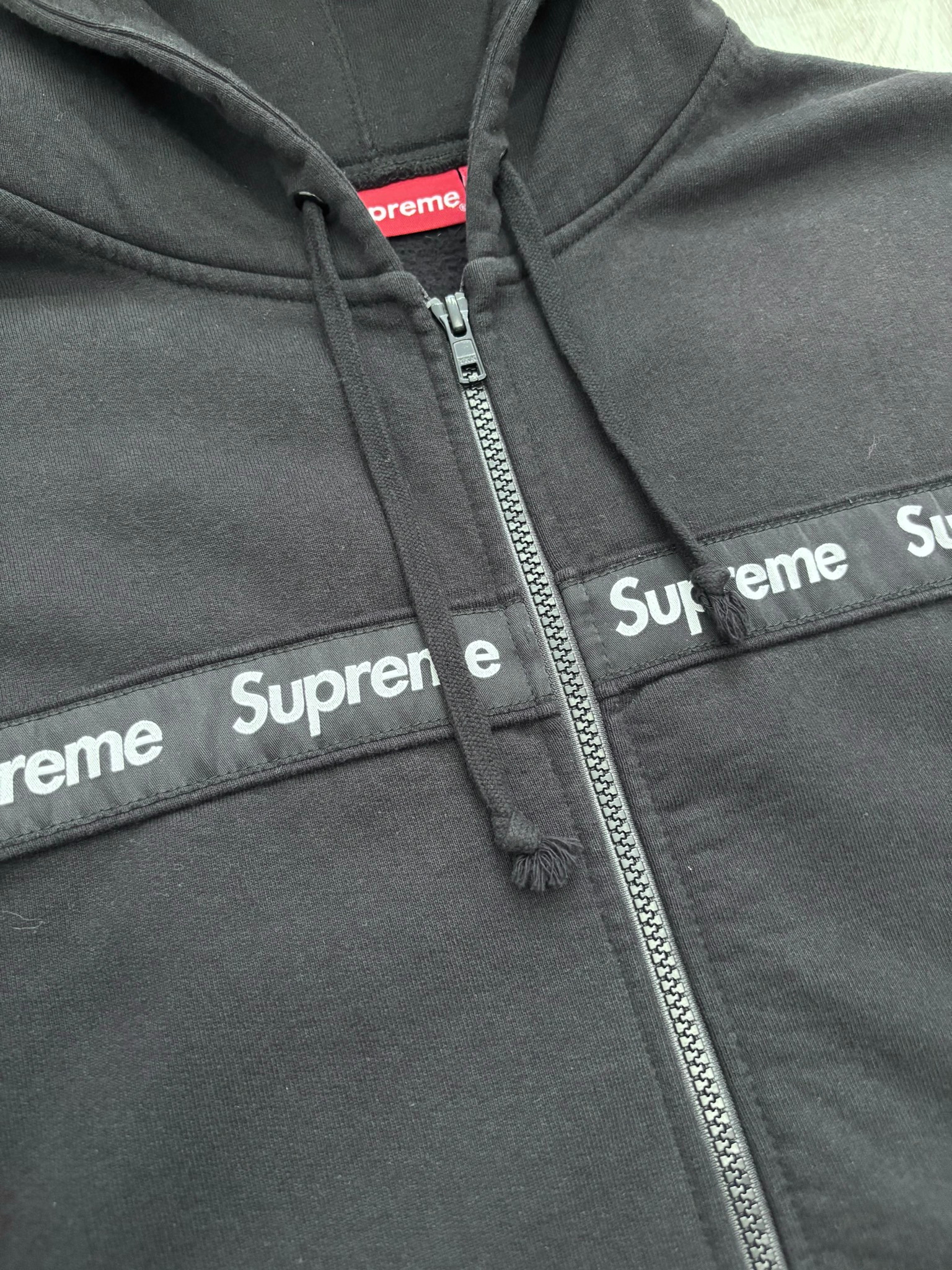 Supreme Text Stripe Zip Up Hooded Sweatshirt, миниатюра 4