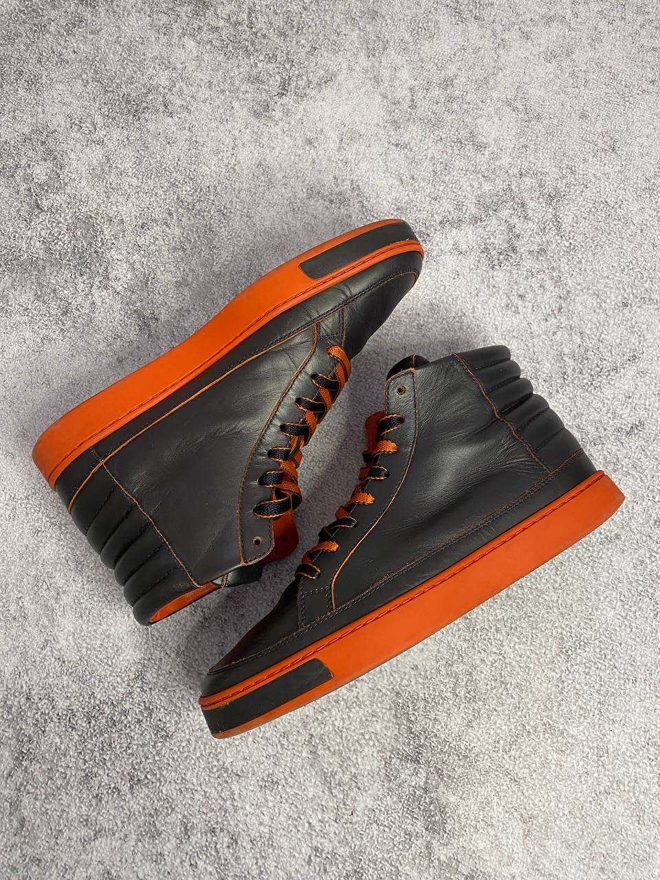 Gucci Gucci Leather High-Top Sneakers 'Black/Orange', миниатюра 4