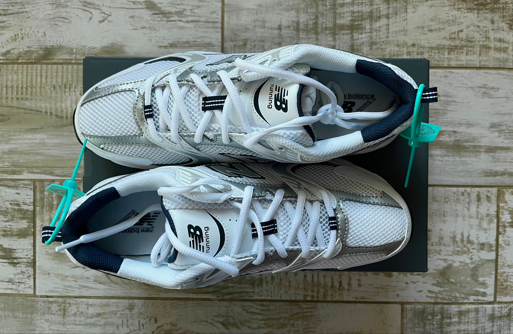 New Balance 530 White Silver Navy, миниатюра 6