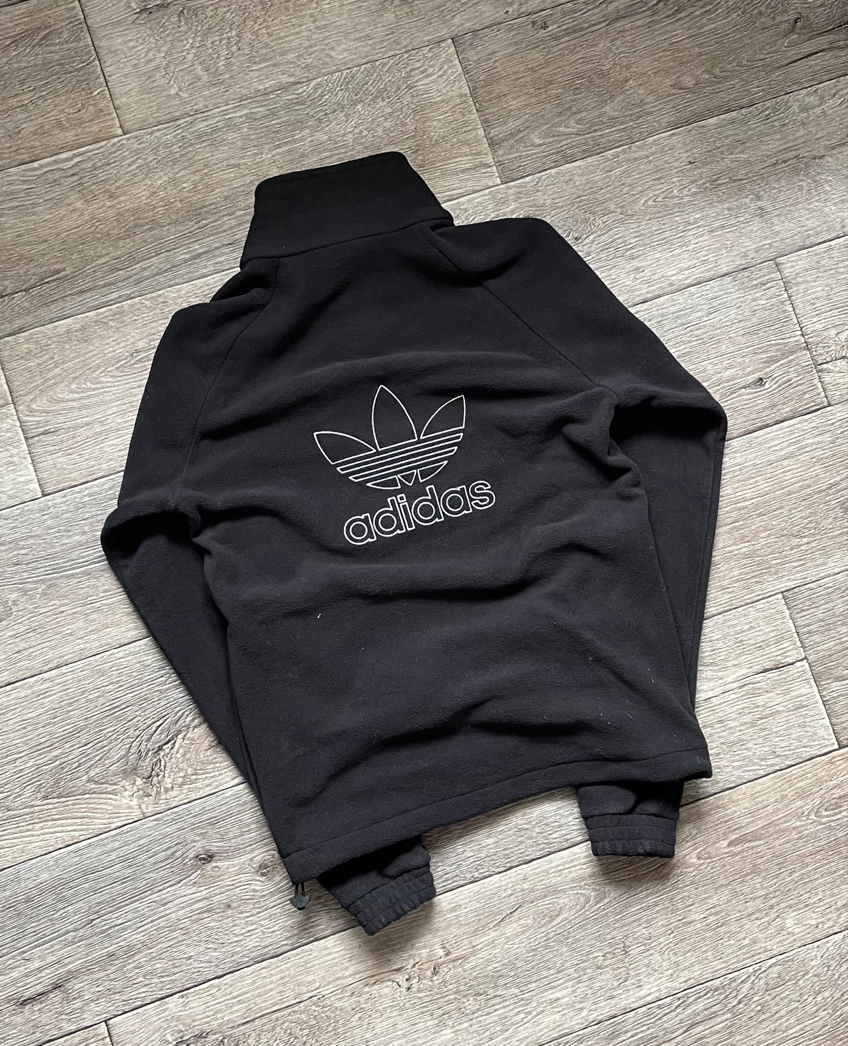 Adidas Originals - Fleece vest with 1/4 zip and Trefoil logo in black, миниатюра 1