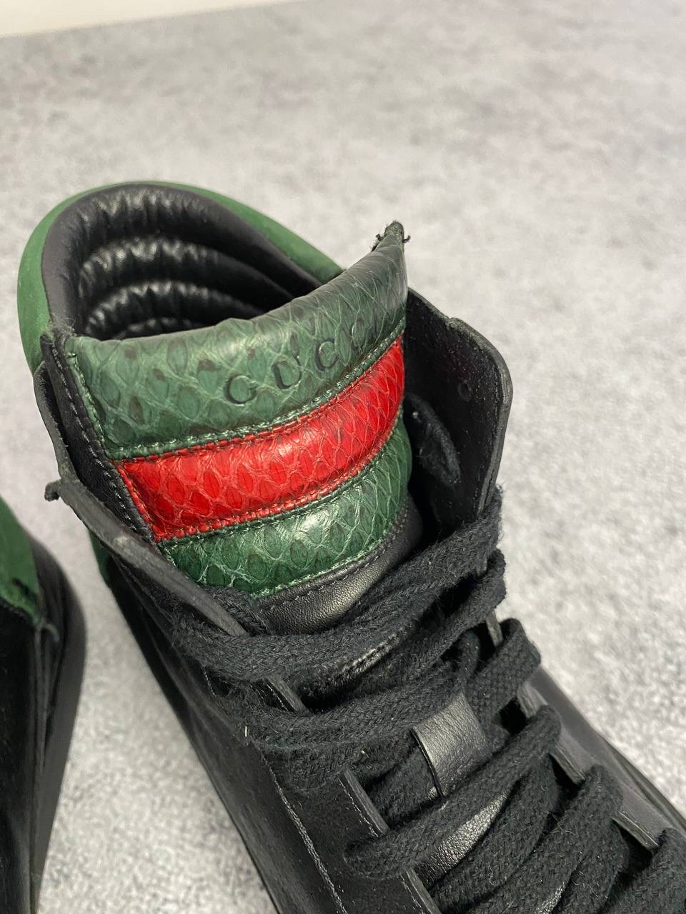 Gucci Gucci Leather & Suede 'Python Detail' High-Top Sneakers, миниатюра 6