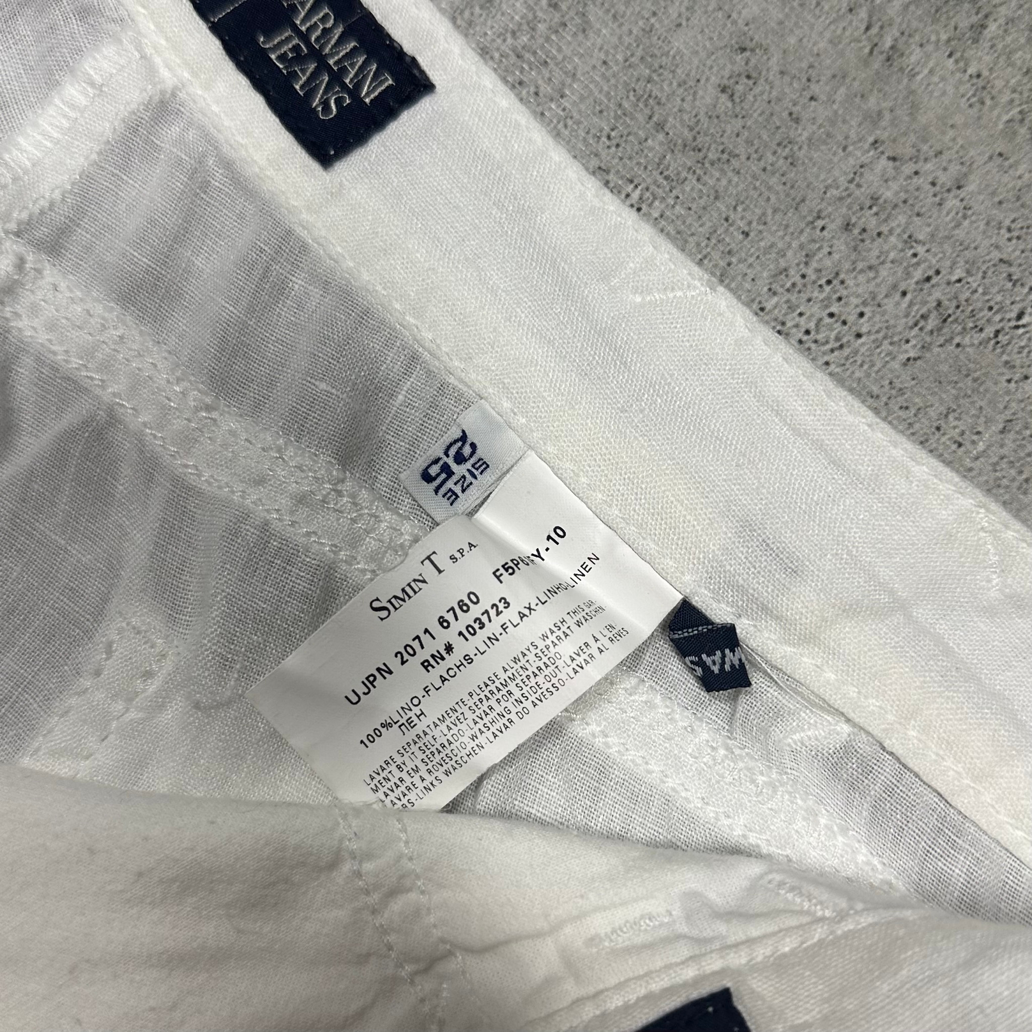 Armani Jeans Vintage white wide-leg linen flared trousers, миниатюра 6