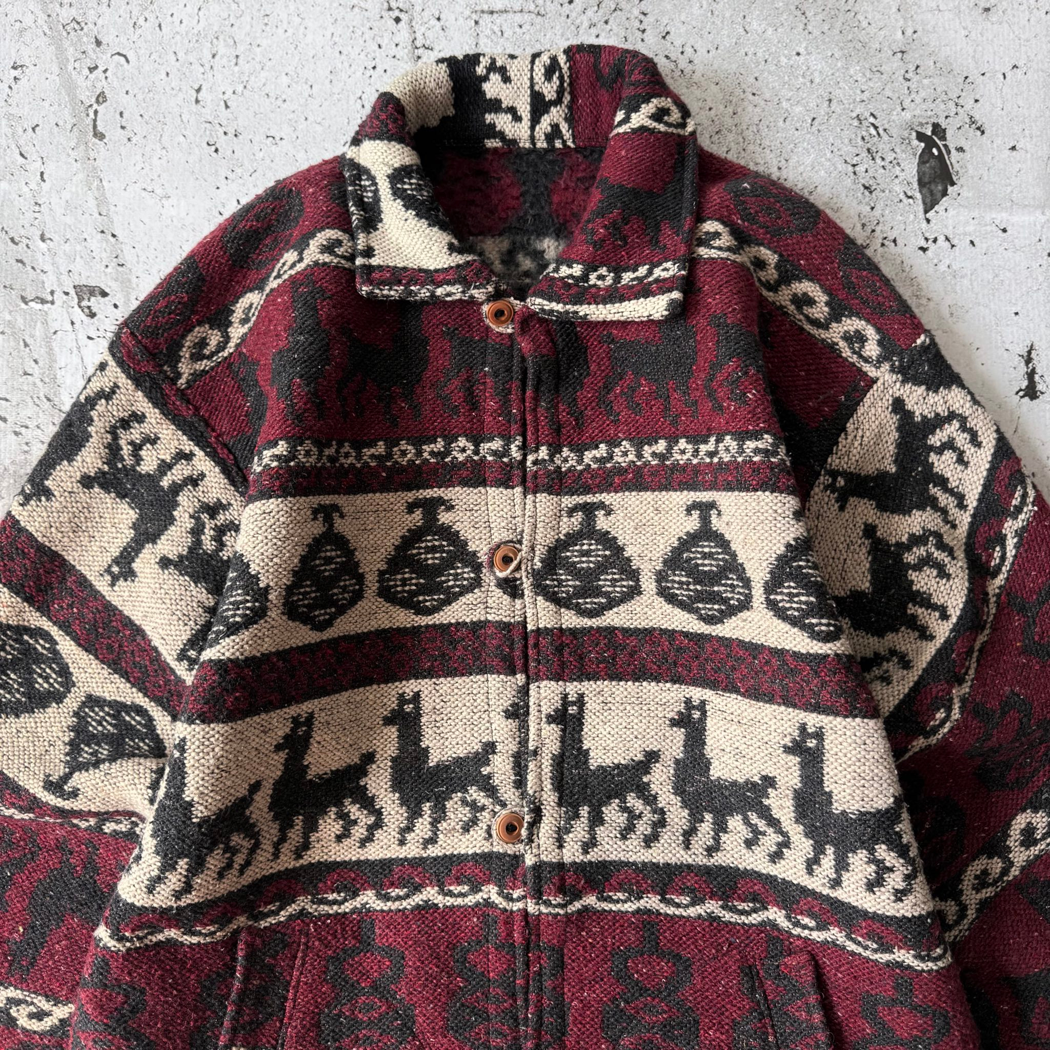 Graham Green 1980s Vintage Llama Wool Blanket Jacket, миниатюра 4