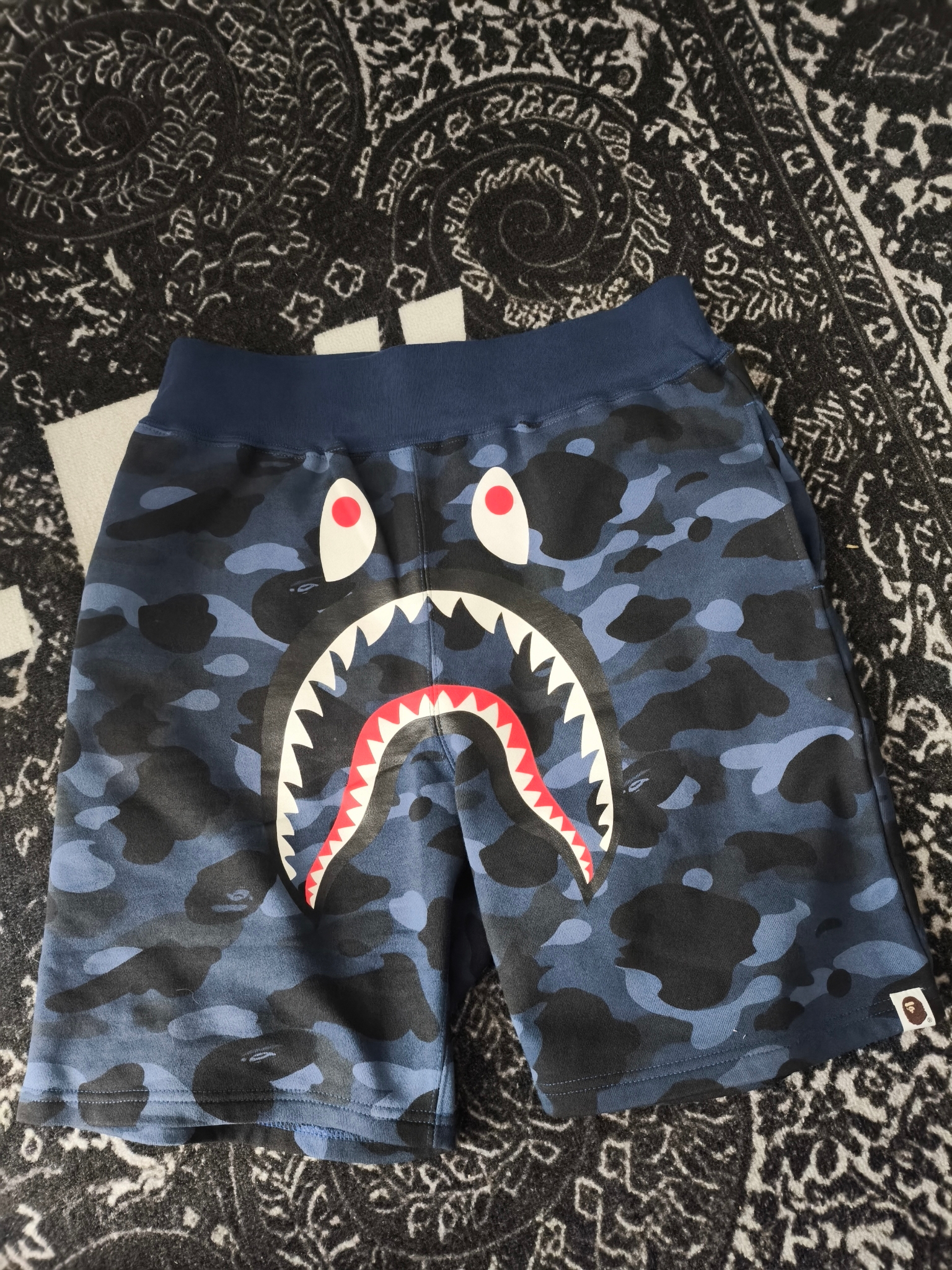 Bape BAPE Color Camo Shark Sweat Shorts Navy, миниатюра 1