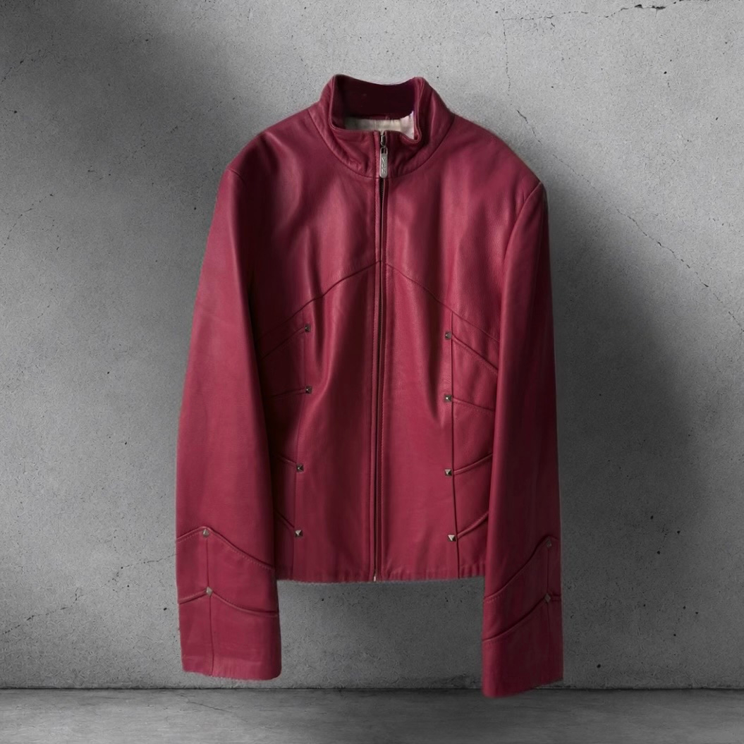 VCN 2000s Vintage Pink Lamb Leather Bella Hadid Jacket, миниатюра 1