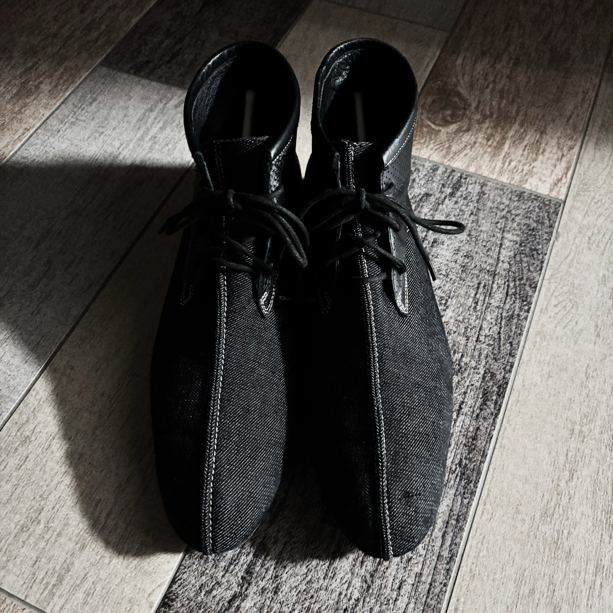 Y-3 Lace-Up Vintage Denim Boots, миниатюра 1