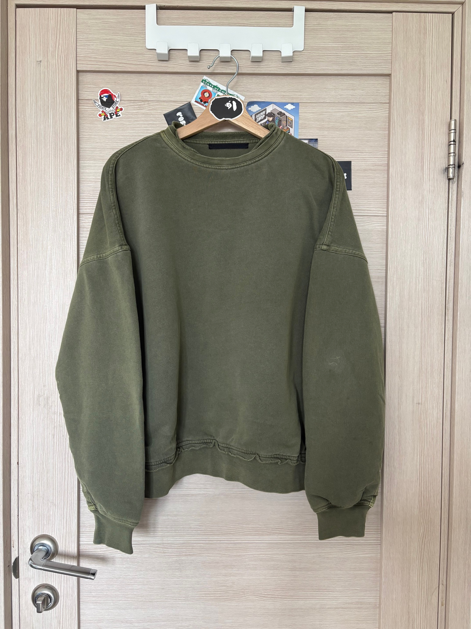 Haider Ackermann Khaki Green Cotton Sweatshirt, миниатюра 1