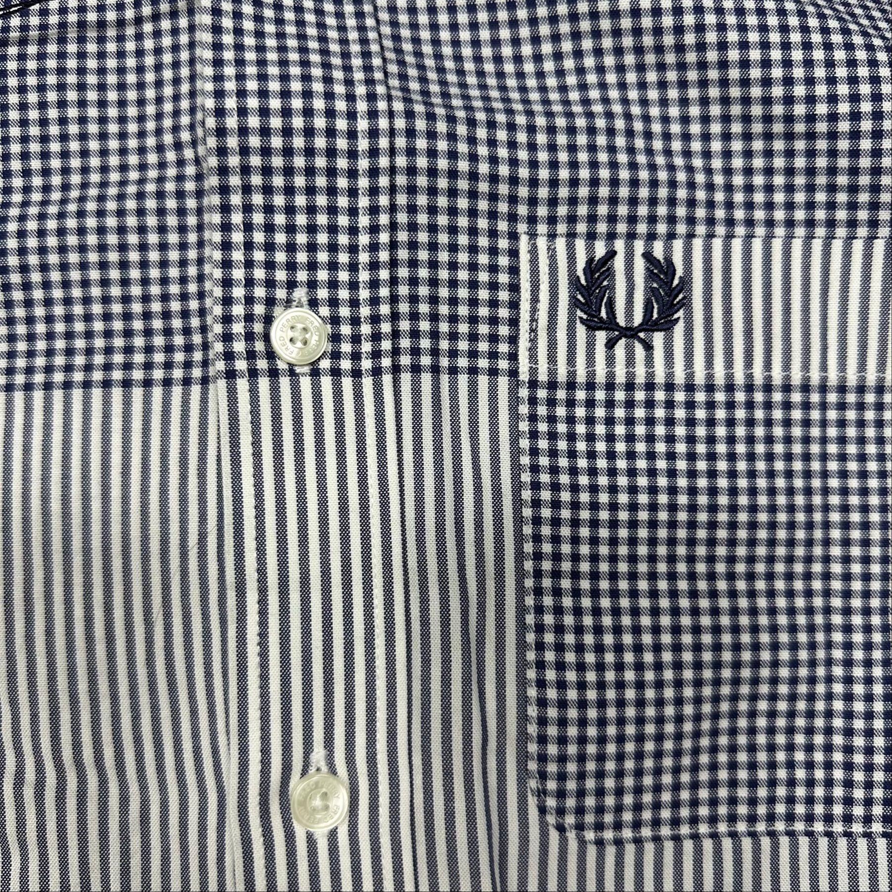 Fred Perry Blue small-check gingham shirt, миниатюра 10