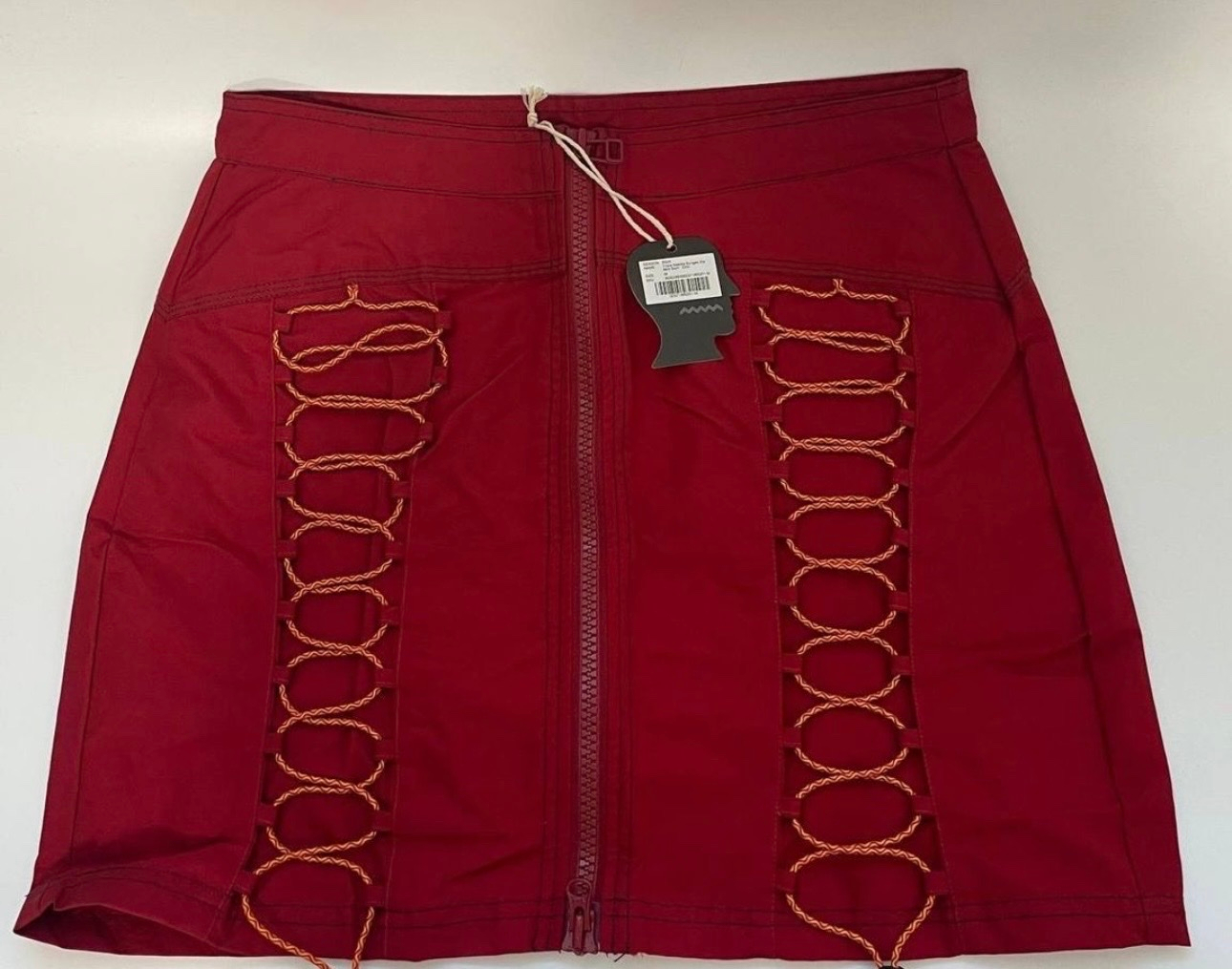 Brain Dead Triple Needle Bungee Zip Mini Skirt - Chili, миниатюра 1