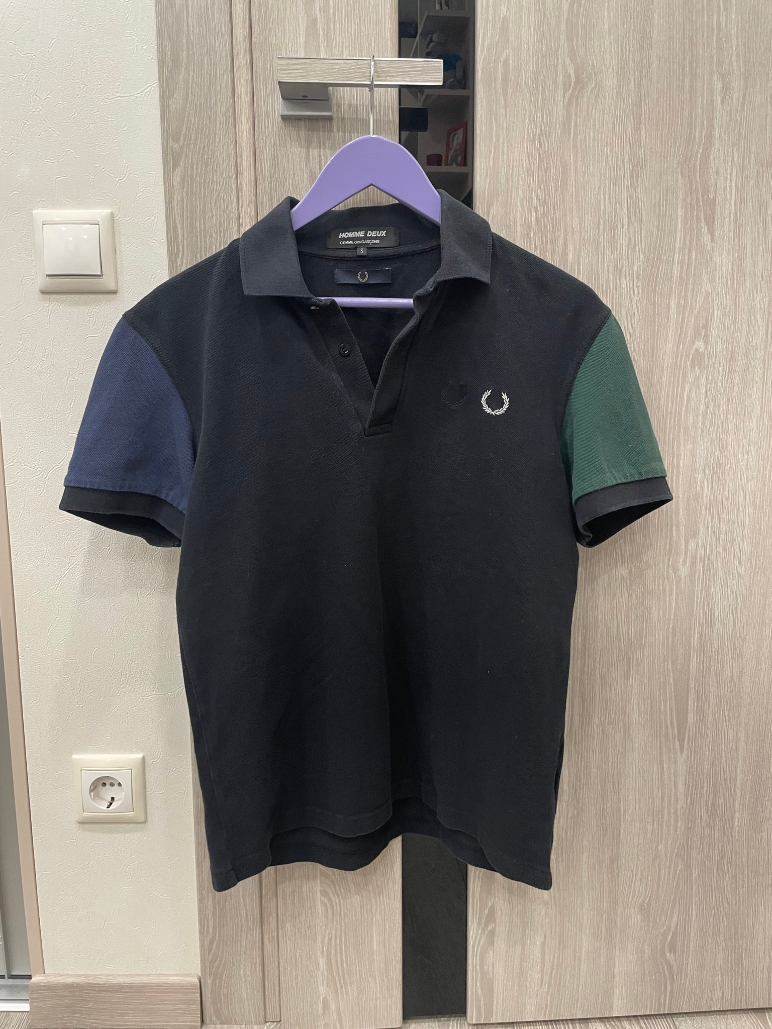 Comme des Garcons x Fred Perry Homme deux colour block double logo poli, миниатюра 1