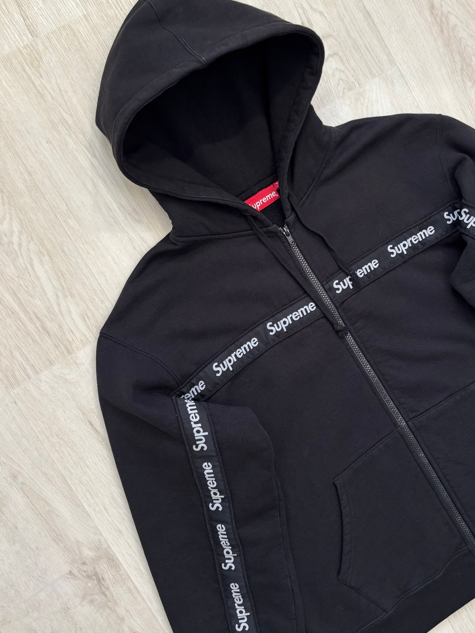 Supreme Text Stripe Zip Up Hooded Sweatshirt, миниатюра 5