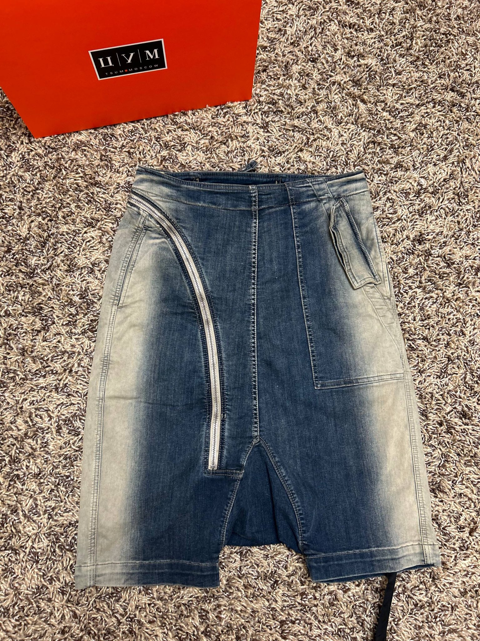Rick Owens Drkshdw Blue Mineral Aircut Pods Shorts, миниатюра 1