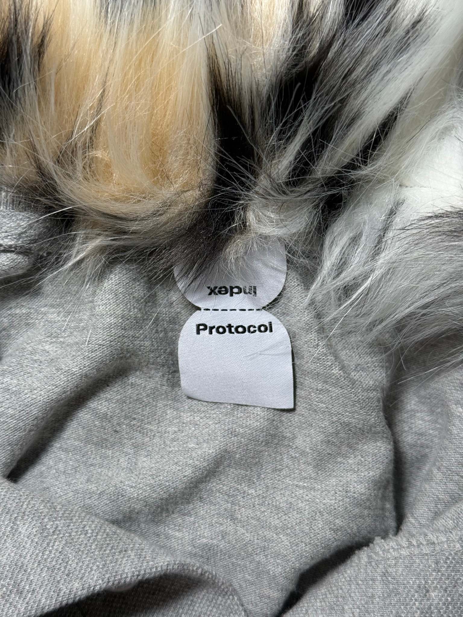 Protocol Index Fur Collar Layered Gray Polo Shirts, миниатюра 7