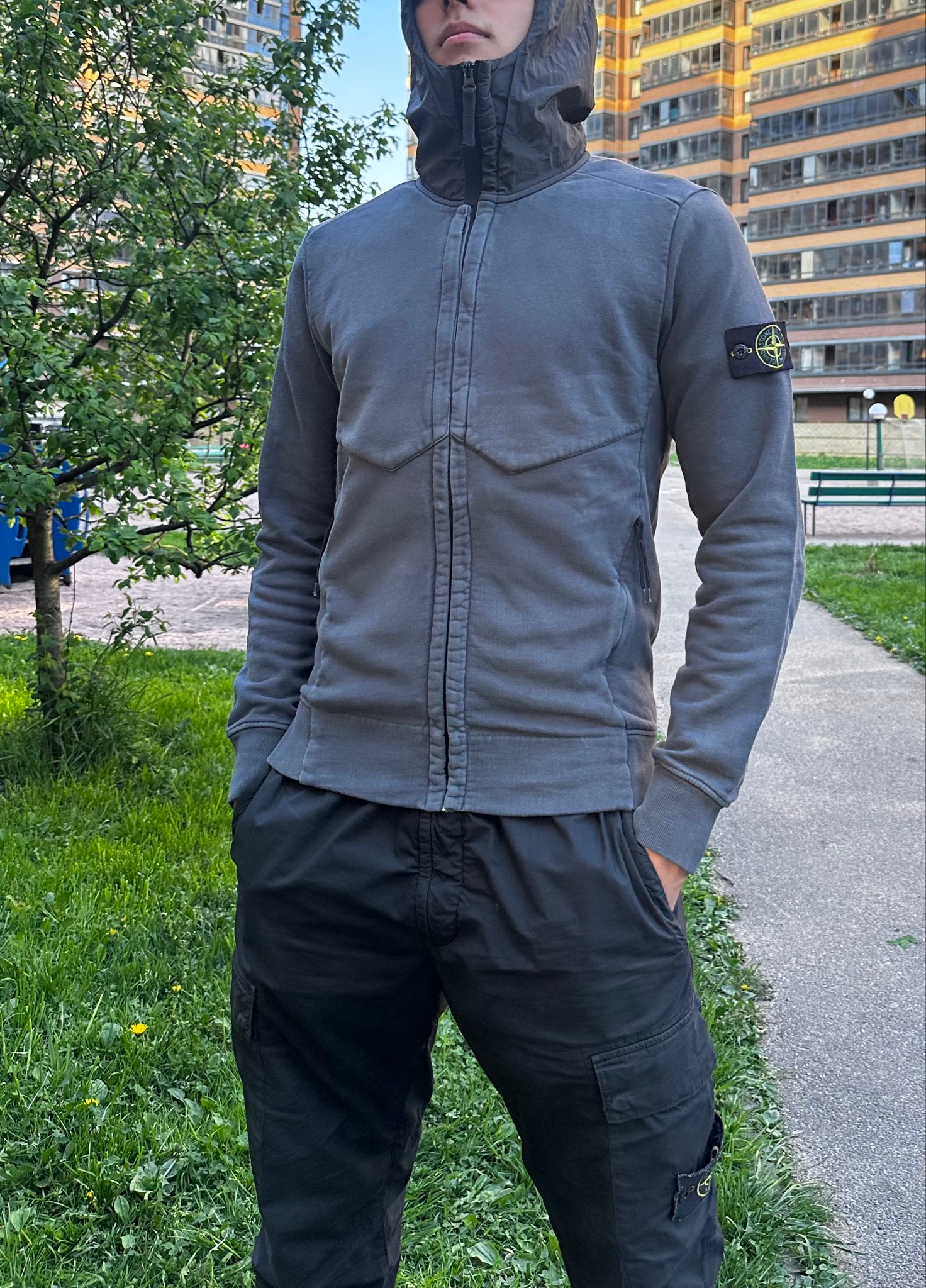 Stone Island Zip hoodie nylon gray, миниатюра 2